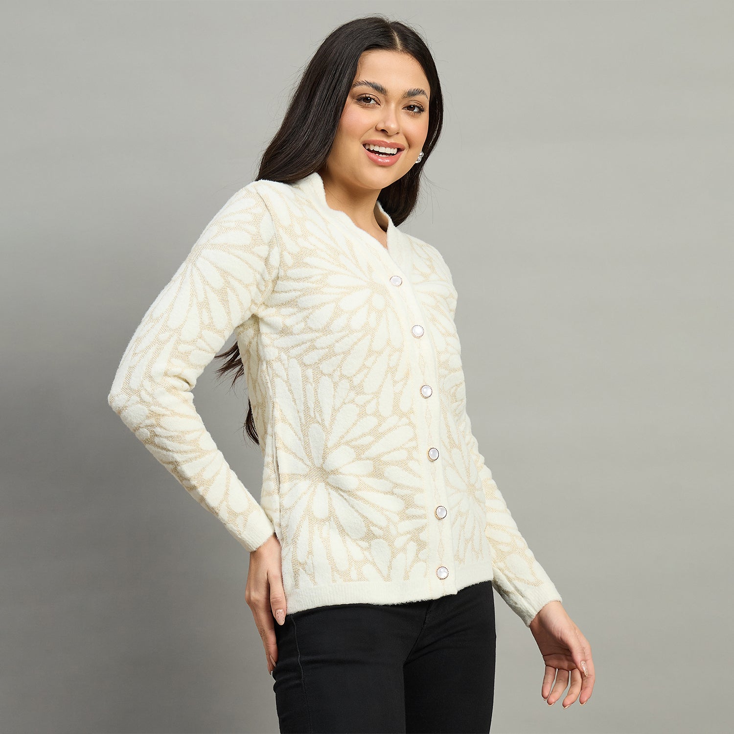 Duke Urban Women Full Sleeve Front Open Regular Cardigan (SDS1366)