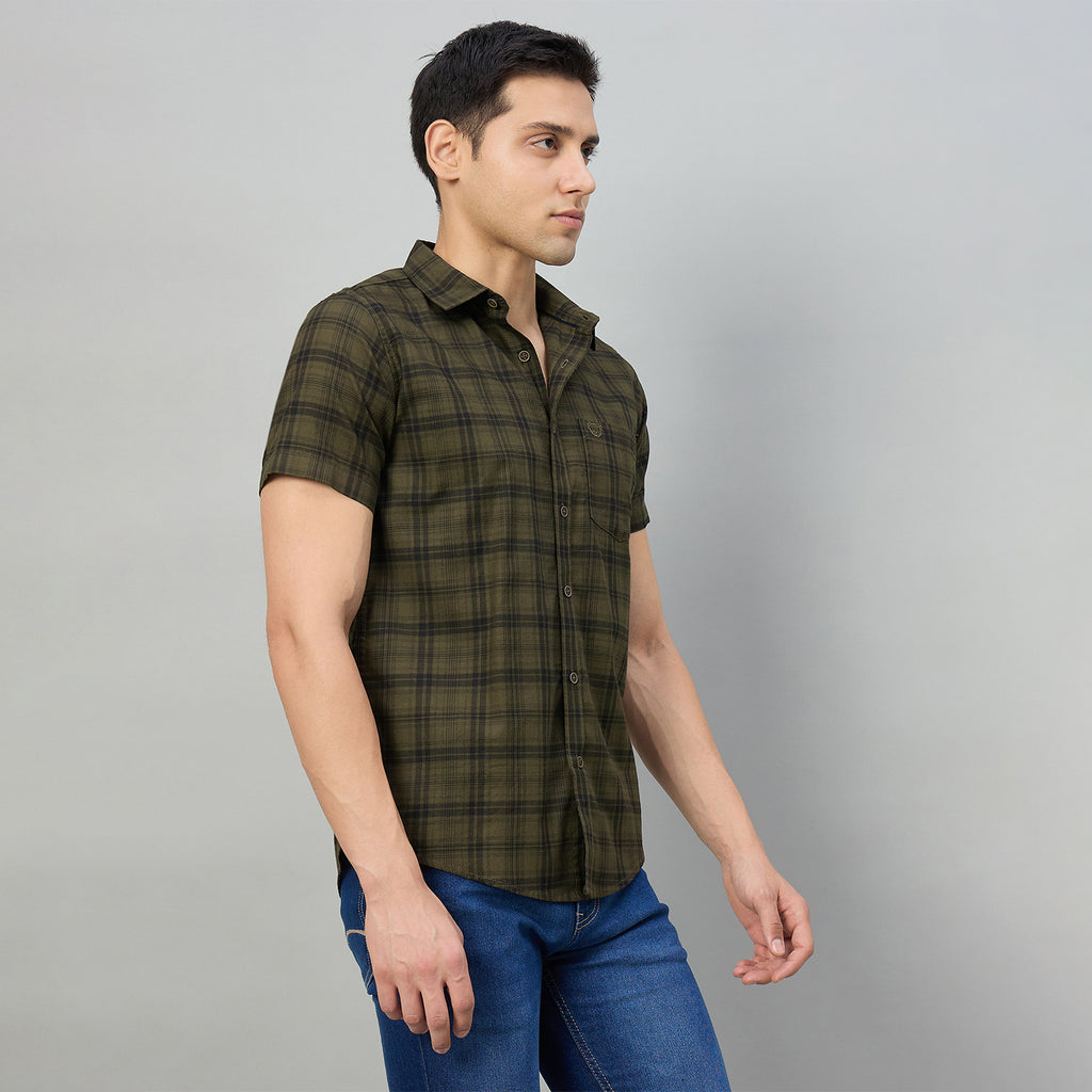 Duke Men Slim Fit Half Sleeve Twill Cotton Shirt (SDO3CKM)
