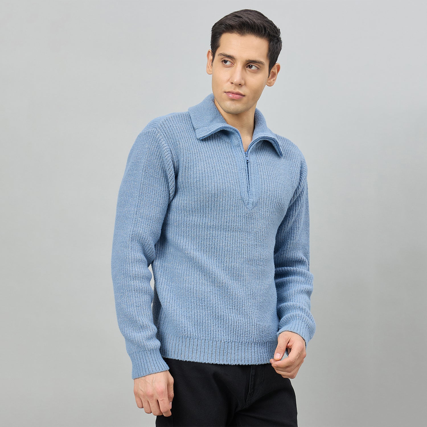 Duke Men Full Sleeve Half Zip Regular Sweater (SDS2319)