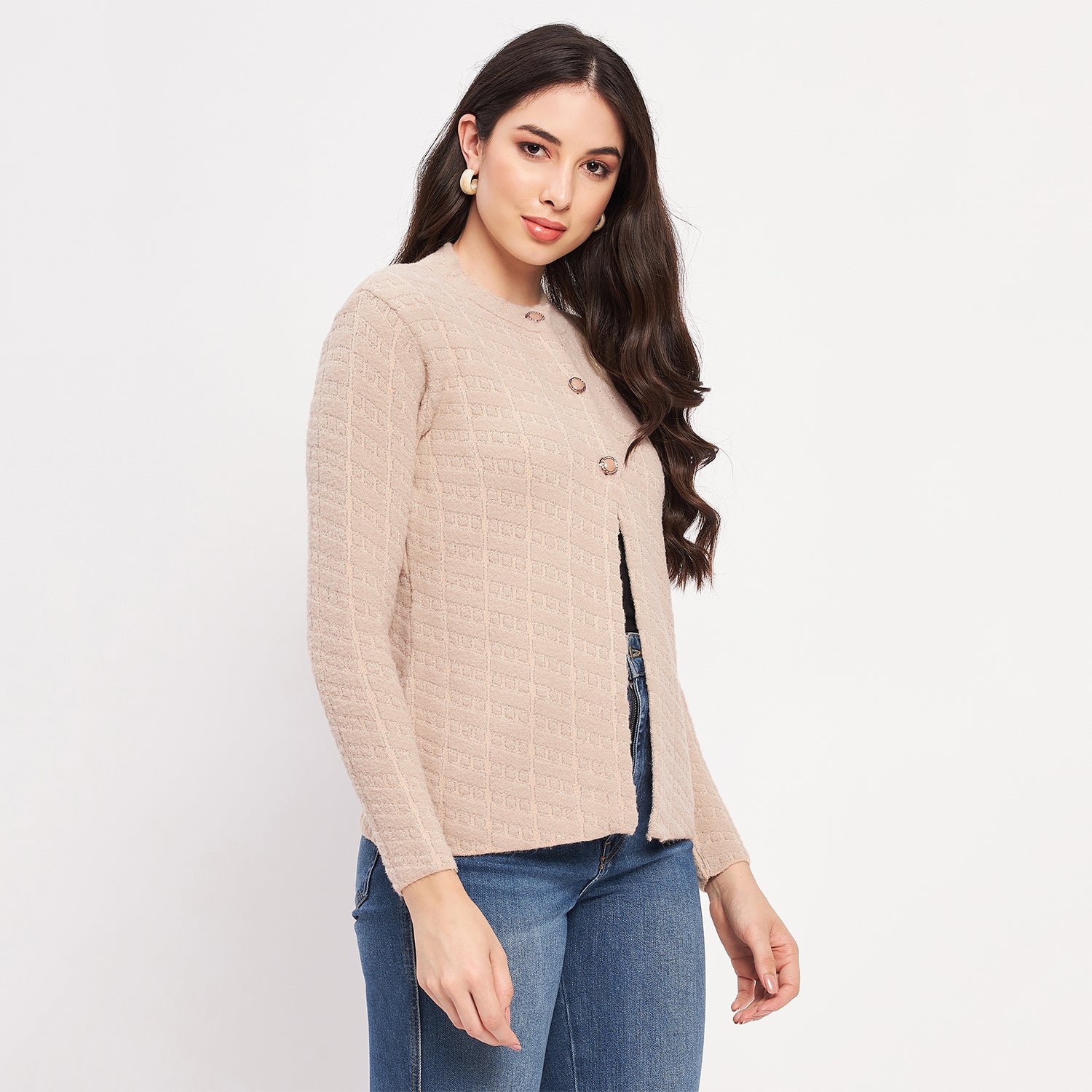 Duke Urban Women Full Sleeve Self Design Cardigan (LQS9745)