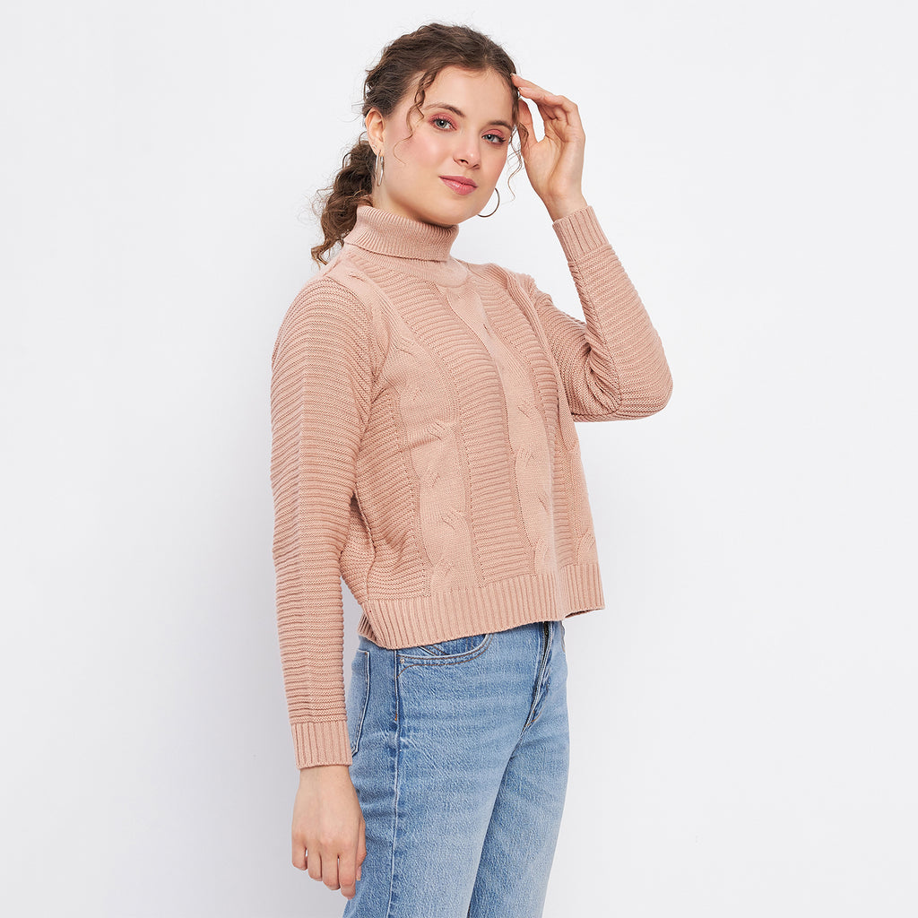 Duke Urban Women Full Sleeve Self Design Crop Pullover (SDS1008)