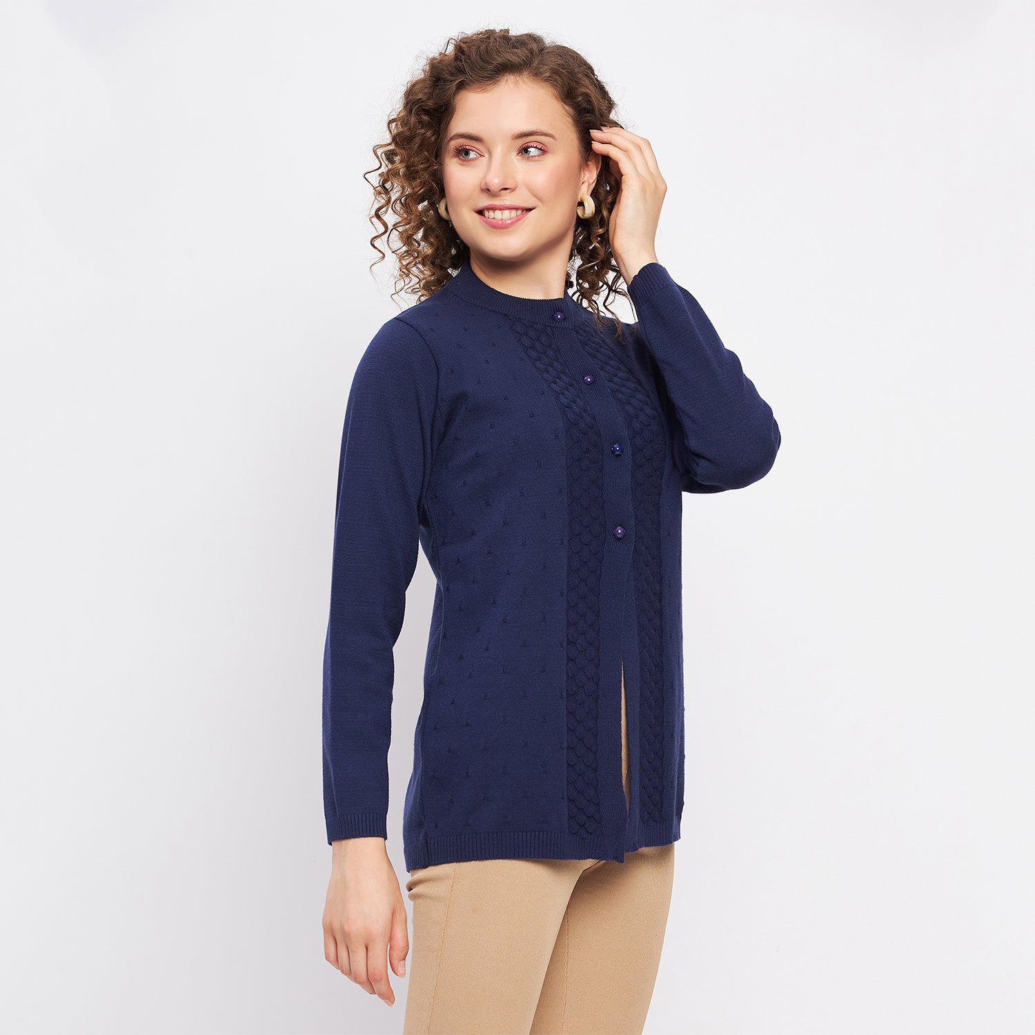 Duke Urban Women Full Sleeve Self Design Cardigan (LQS9757)