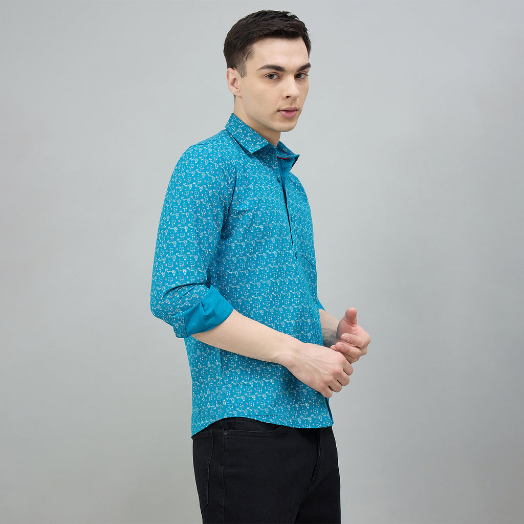 Duke Urban Men Printed Pure Cotton Slim Fit Casual Full Sleeve Shirt (SDO8PRBE)