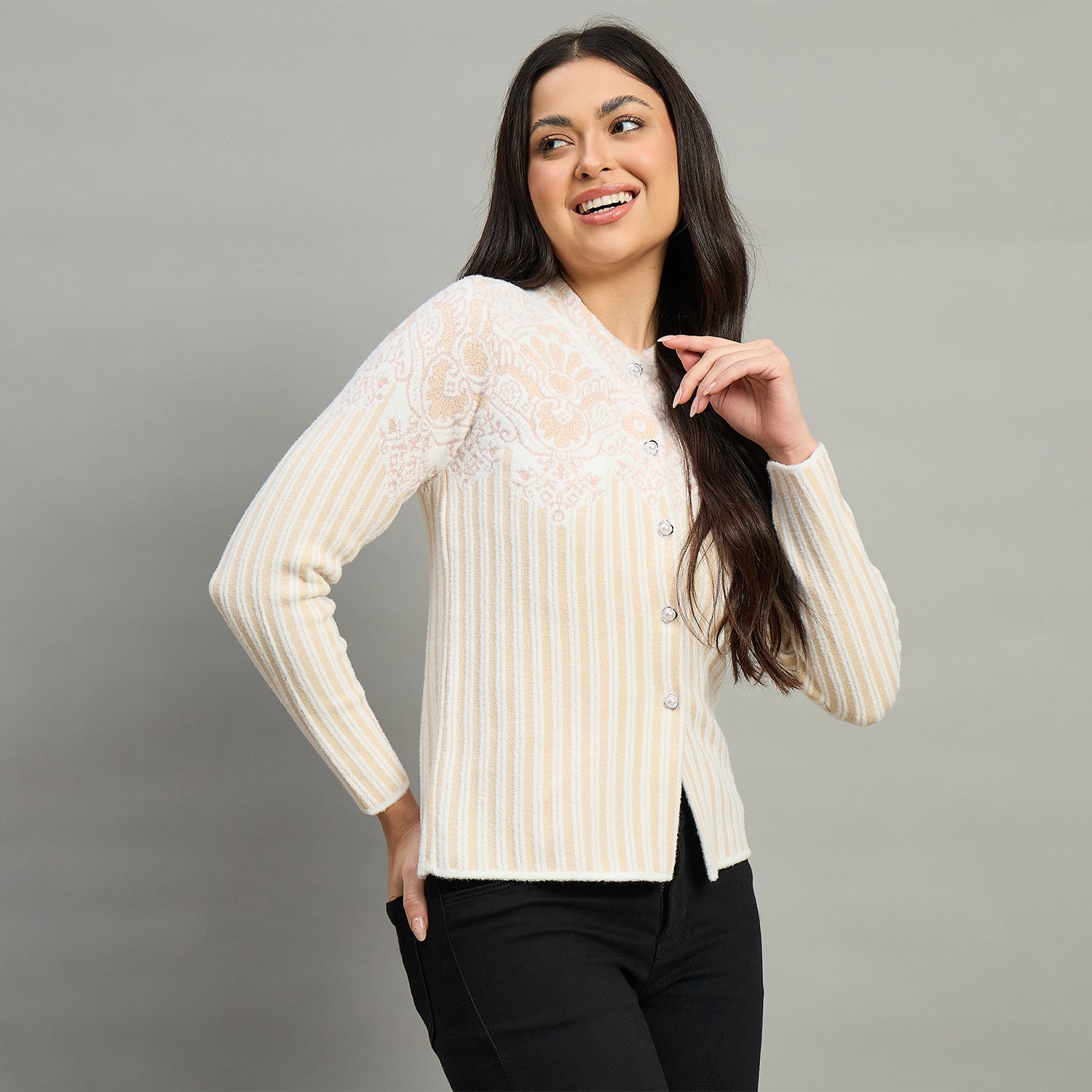 Duke Urban Women Full Sleeve Front Open Slim Fit Sweater (SDS1450)