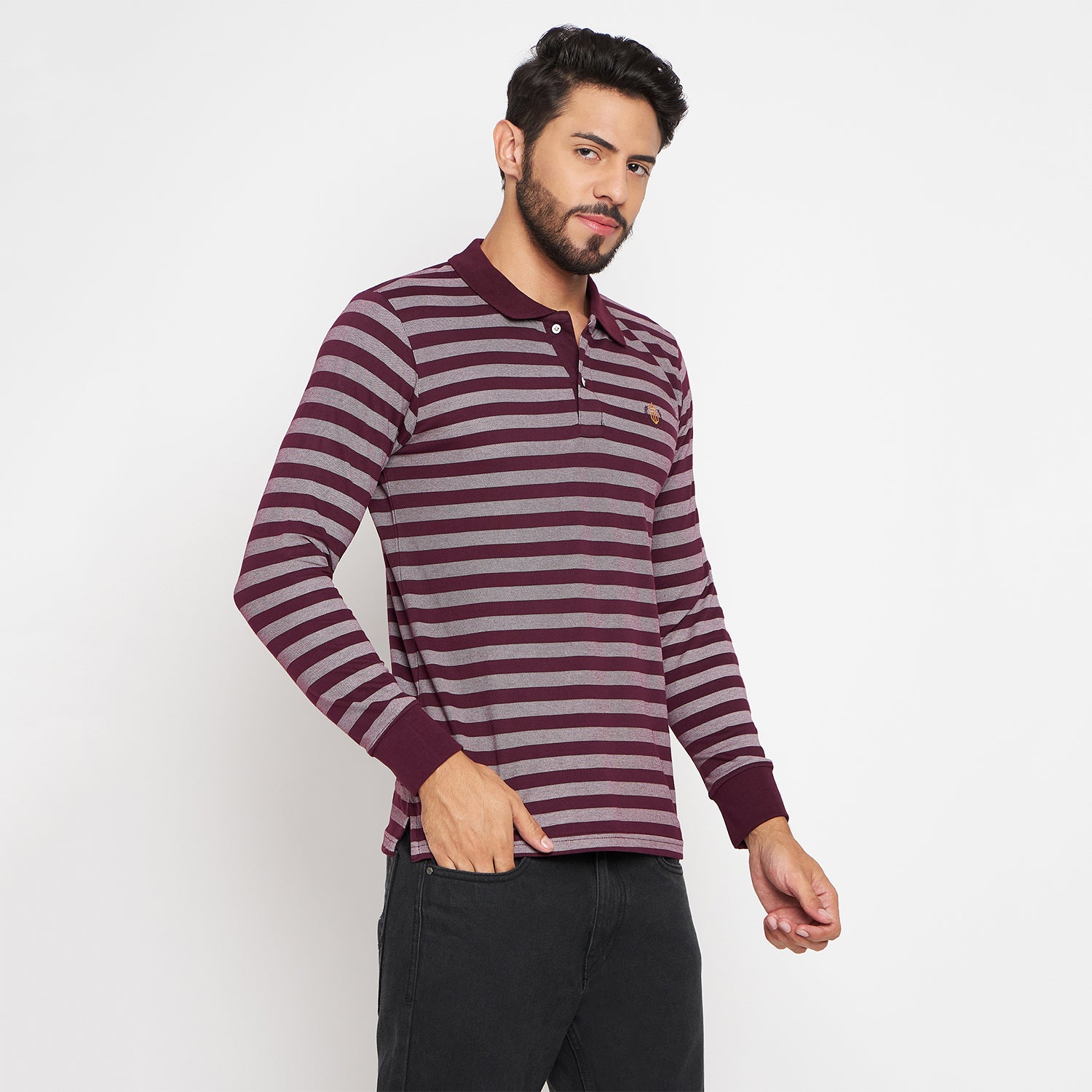 Duke Stardust Men Polo Neck Full Sleeve Cotton T-shirt (LF3962)