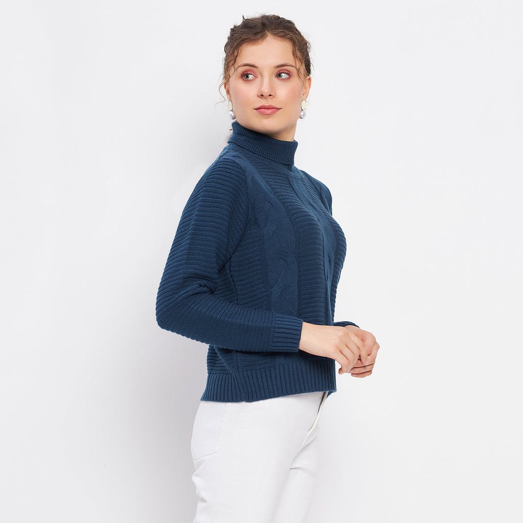 Duke Urban Women Full Sleeve Self Design Crop Pullover (SDS1008)