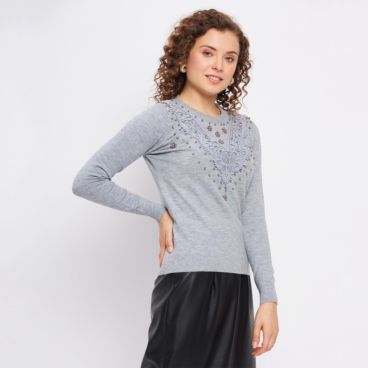 Duke Urban Women Full Sleeve Self Design Pullover (SDS882)