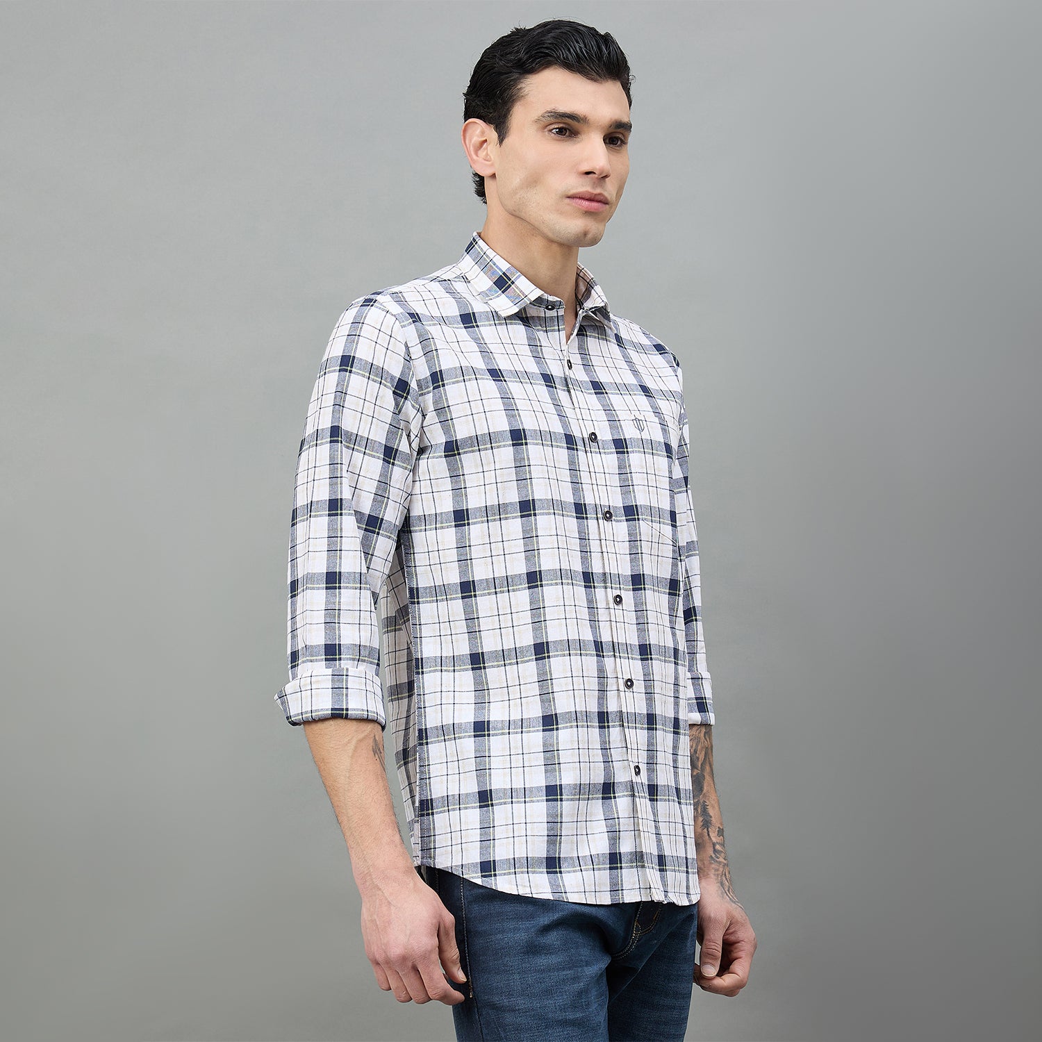 Duke Urban Men Checkered Full Sleeve Spread Collar Regular Shirt (SDO9CKAH)