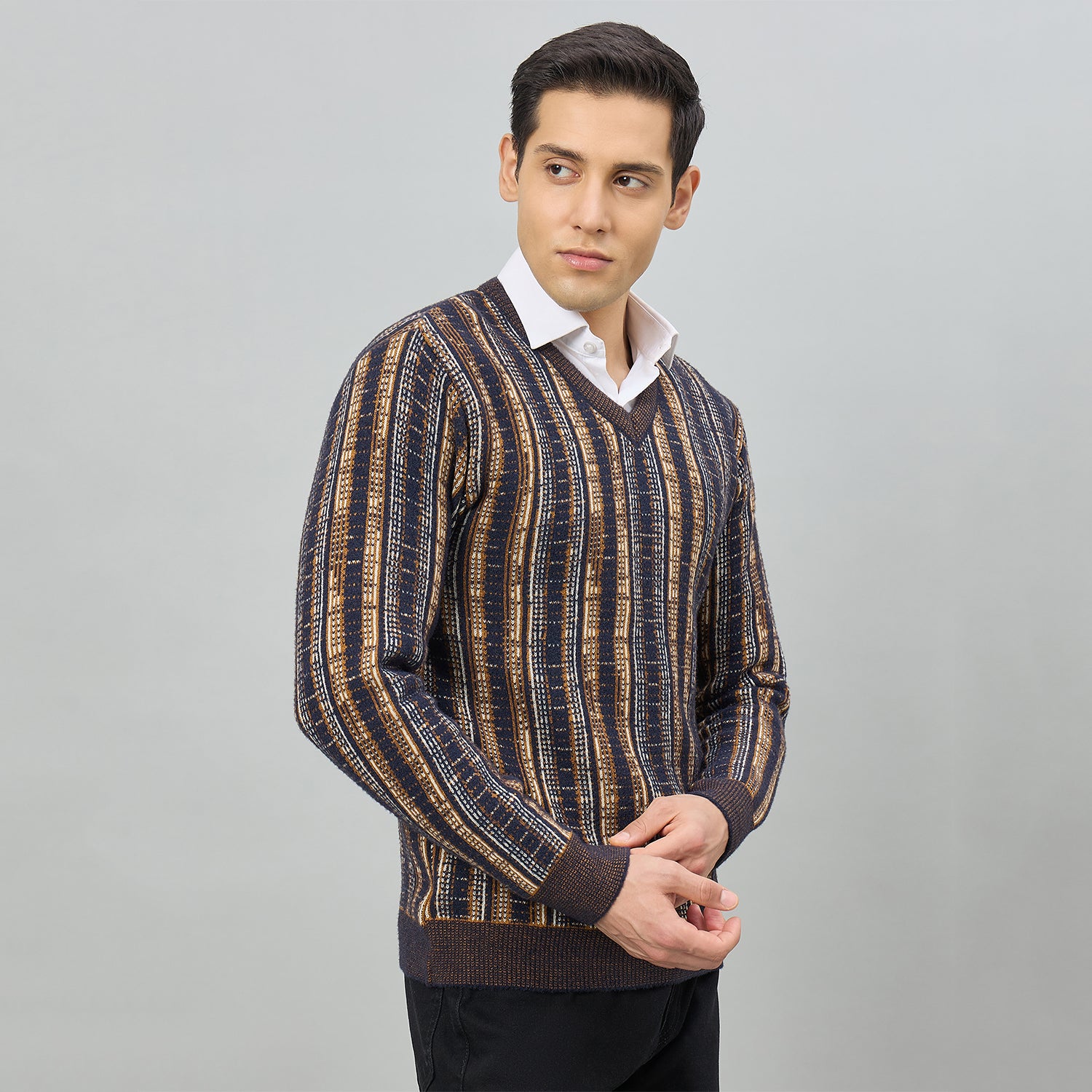 Duke Men Full Sleeve V Neck Regular Sweater (SDS2394)