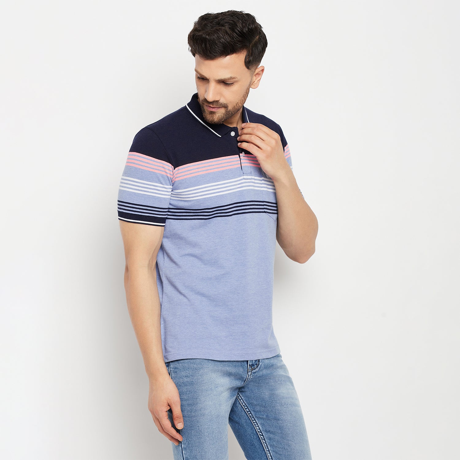 Duke Stardust Men Half Sleeve Polo Neck Cotton T-shirt (LF5722)