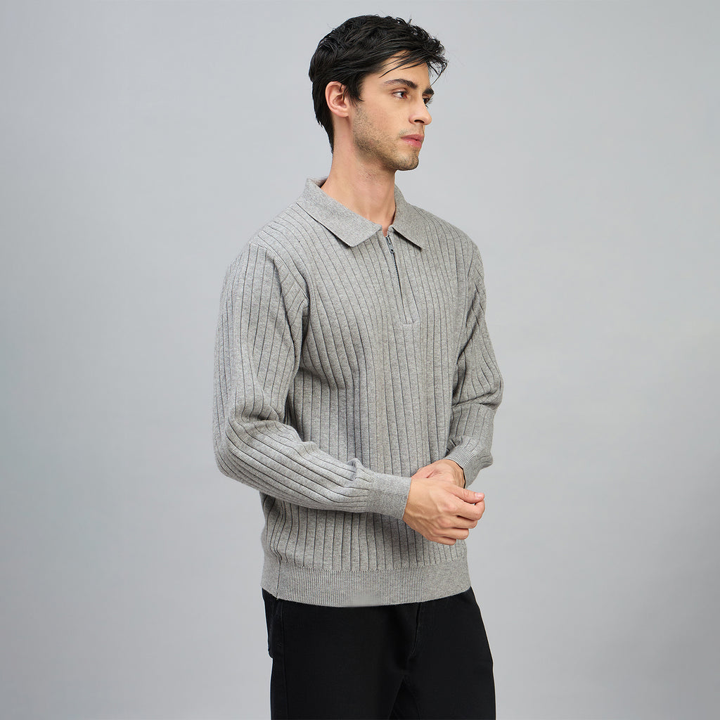 Duke Men Full Sleeve Half Zip Regular Sweater (SDS2320)