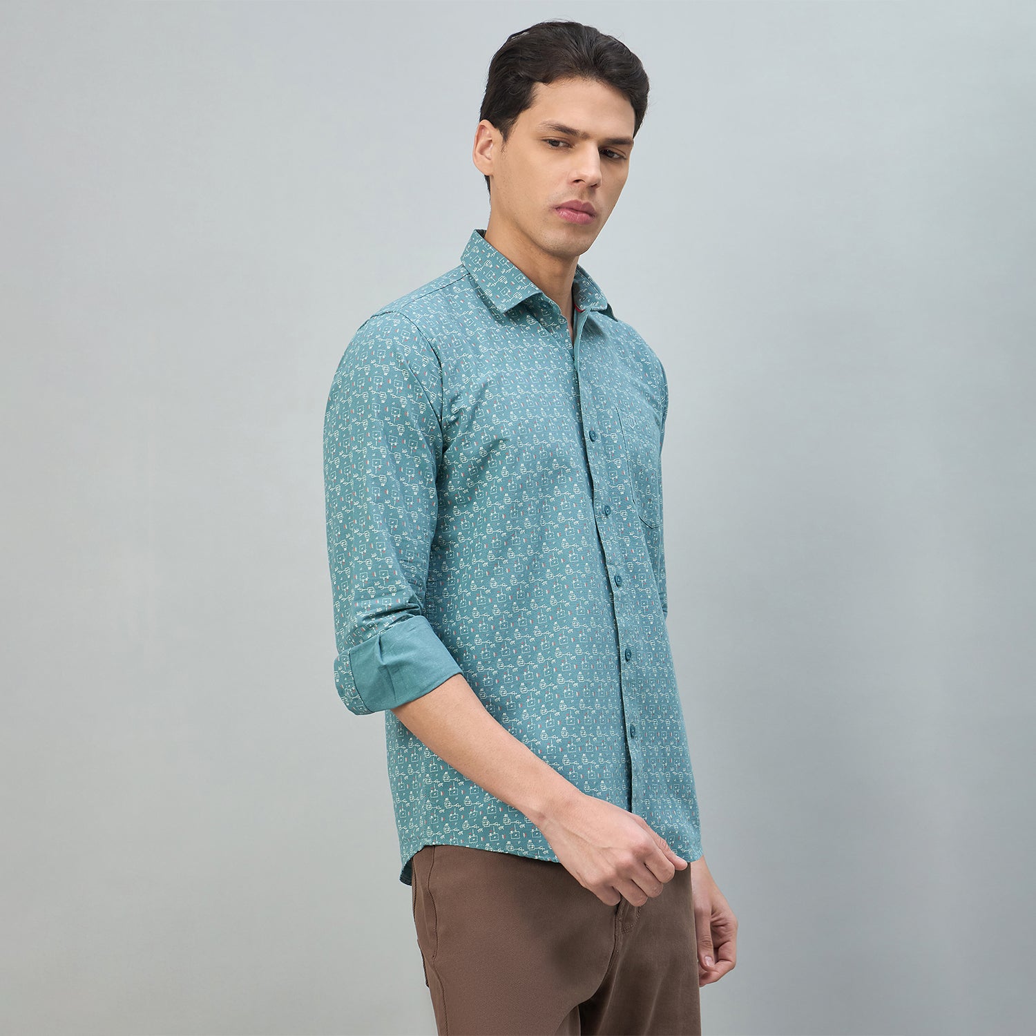 Duke Urban Men Printed Pure Cotton Slim Fit Casual Full Sleeve Shirt (SDO8PRBE)