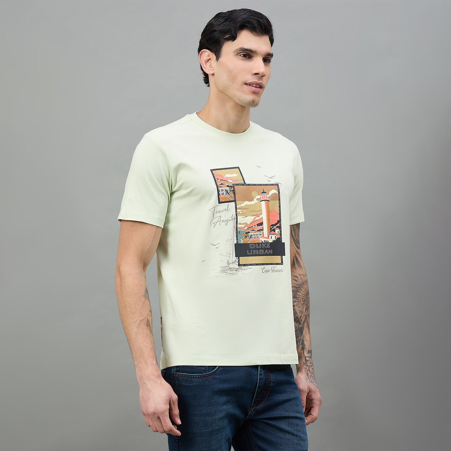 Duke Urban Men Round Neck Half Sleeve Slim T-Shirt (LF7526)