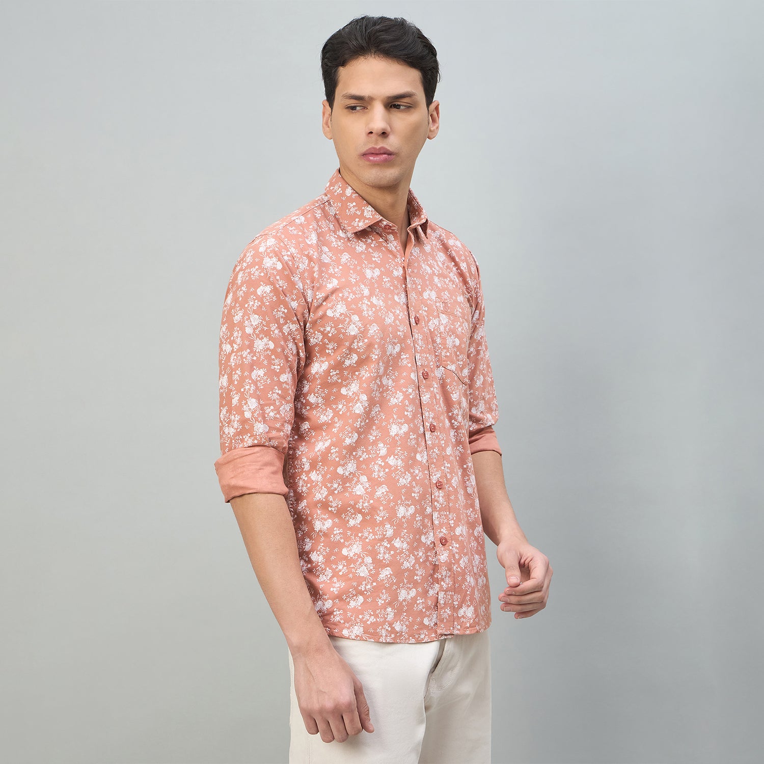 Duke Urban Men Floral Print Pure Cotton Slim Fit Casual Full Sleeve Shirt (SDO8PRBH)