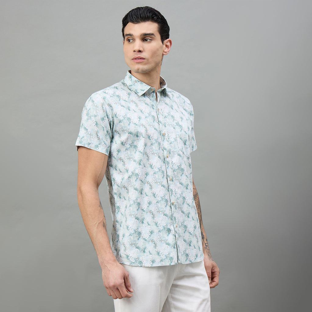 Duke Urban Men Printed Half Sleeve Spread Collar Slim Shirt (SDO4PRAD)