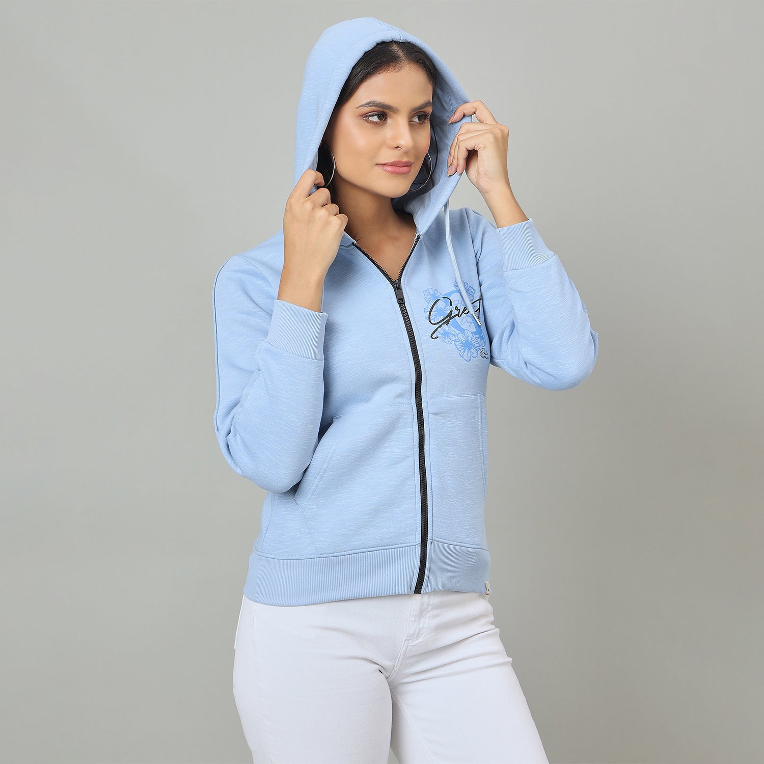 Duke Urban Women Smart fit Hooded Full Zip Sweatshirt (LFX983)