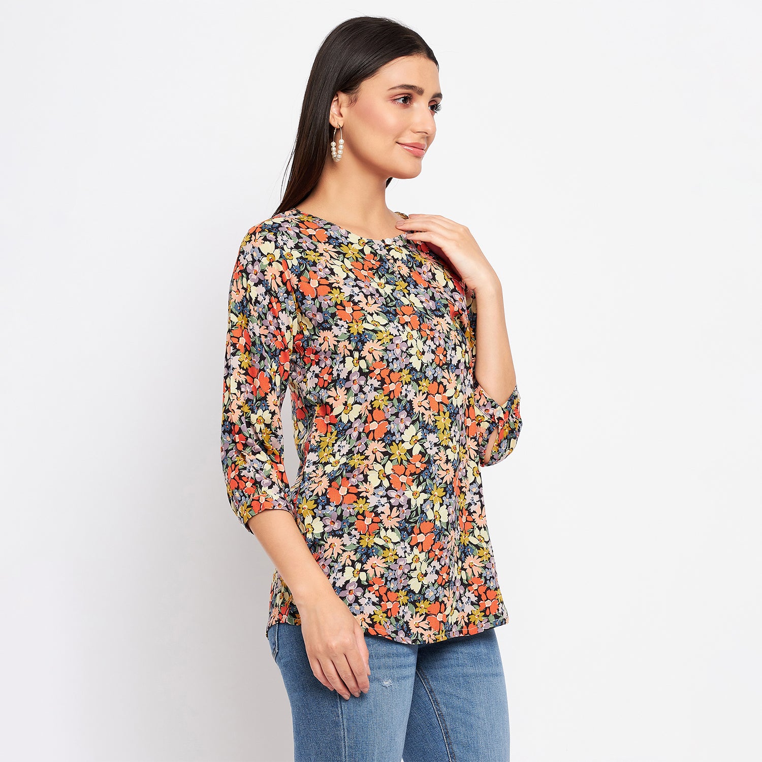 Duke Stardust Women Round Neck 3/4th Sleeve Printed Top (SDX3277)