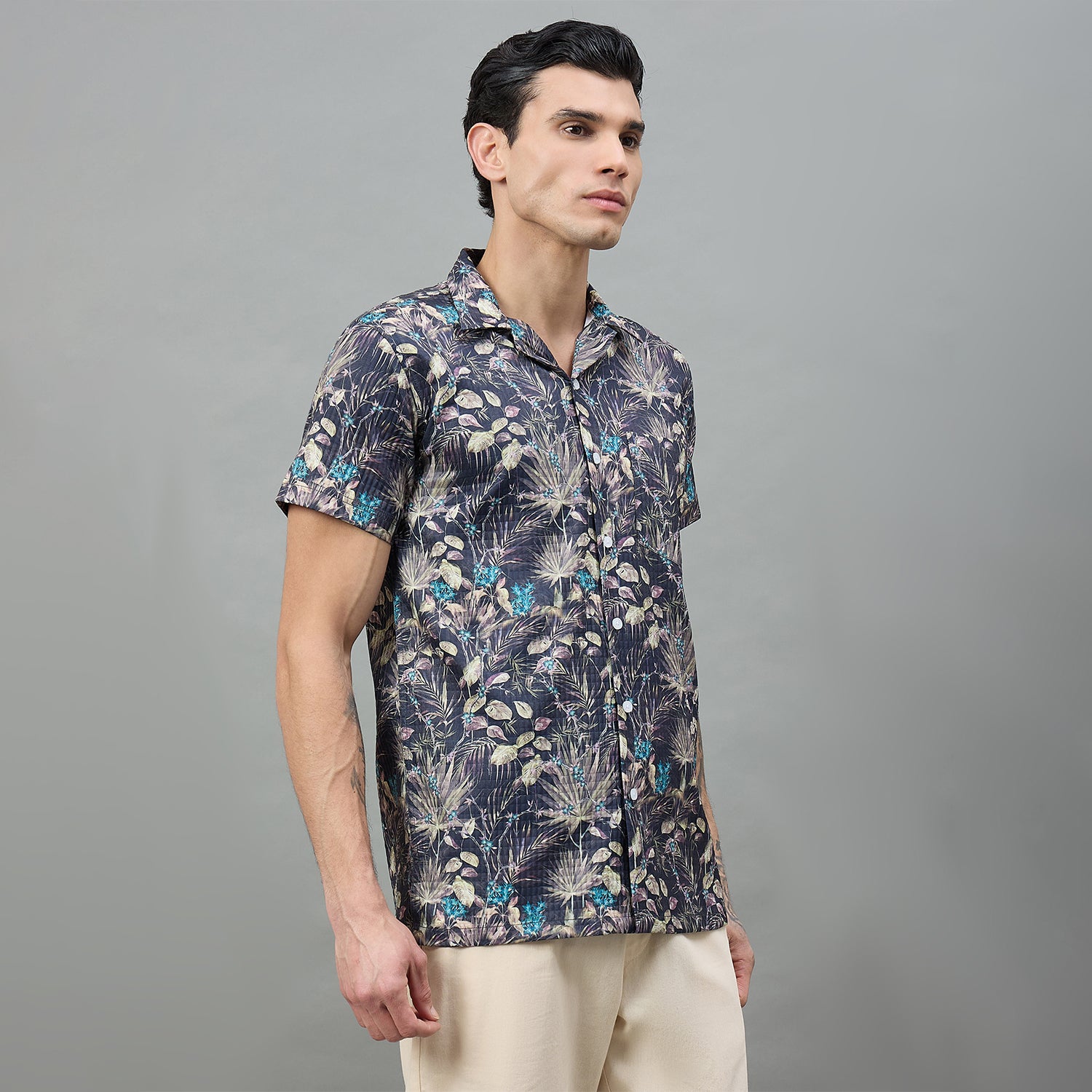 Duke Urban Men Floral Print Half Sleeve Regular Shirt (LF6085T)