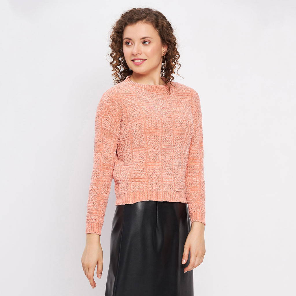 Duke Urban Women Full Sleeve Self Design Crop Pullover (SDS1013)