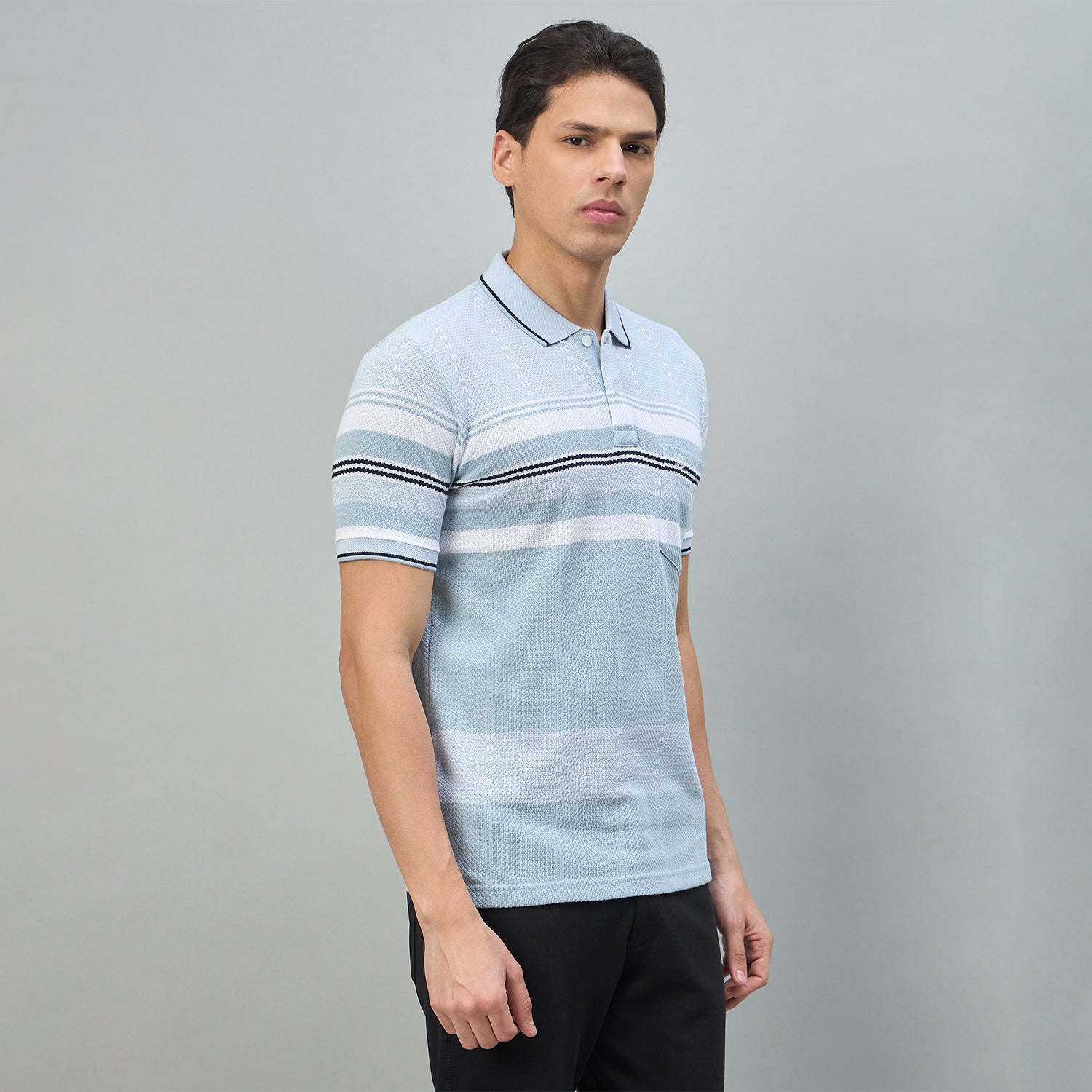 Duke Urban Men Striped Half Sleeve Regular Polo Tshirt (LF7570)