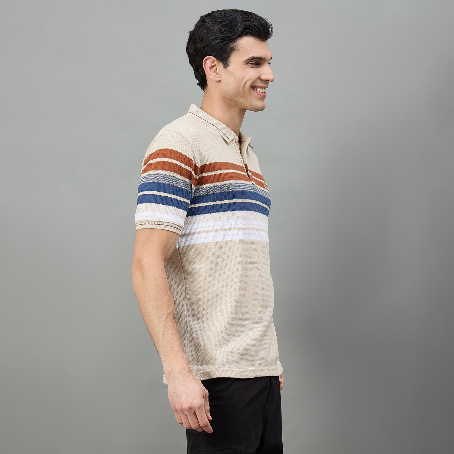 Duke Urban Men Striped Polo Neck Half Sleeve T-Shirt (LF7654)