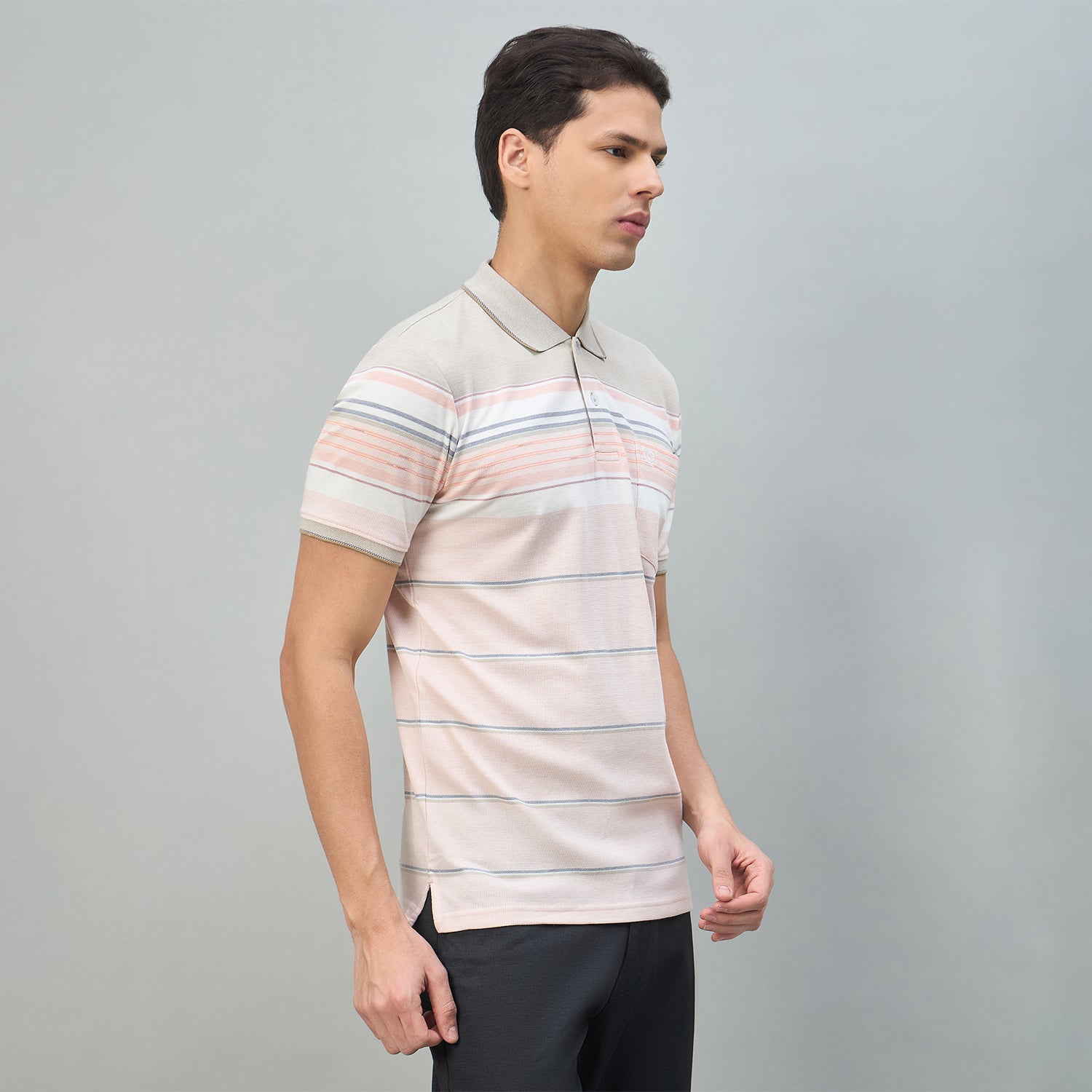 Duke Urban Men Striped Half Sleeve Regular Polo Tshirt (LF7512)