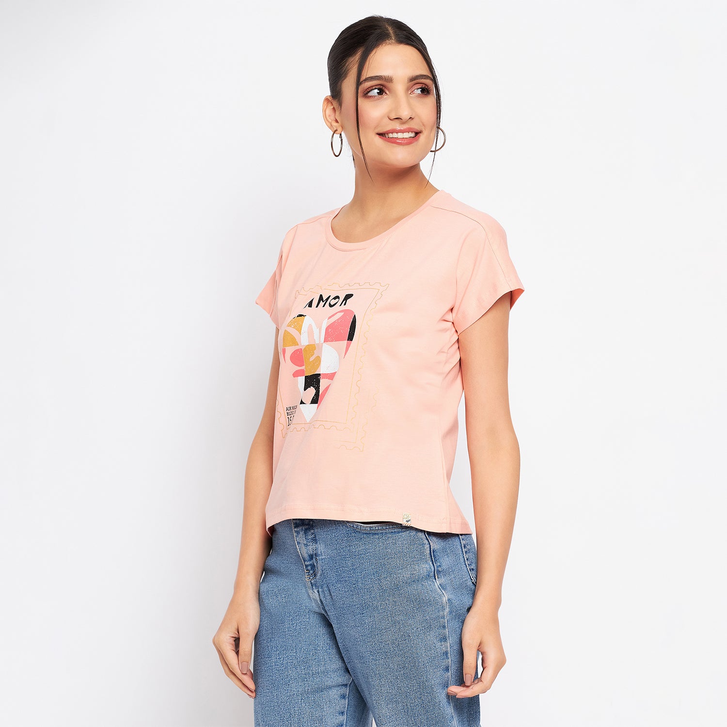 Duke Stardust Women Round Neck Short Sleeve Printed Crop Top (LFX901)