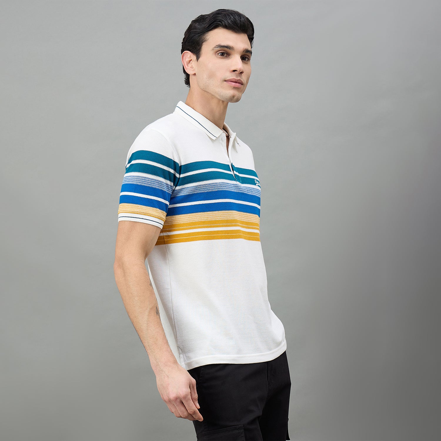 Duke Urban Men Striped Polo Neck Half Sleeve T-Shirt (LF7654)
