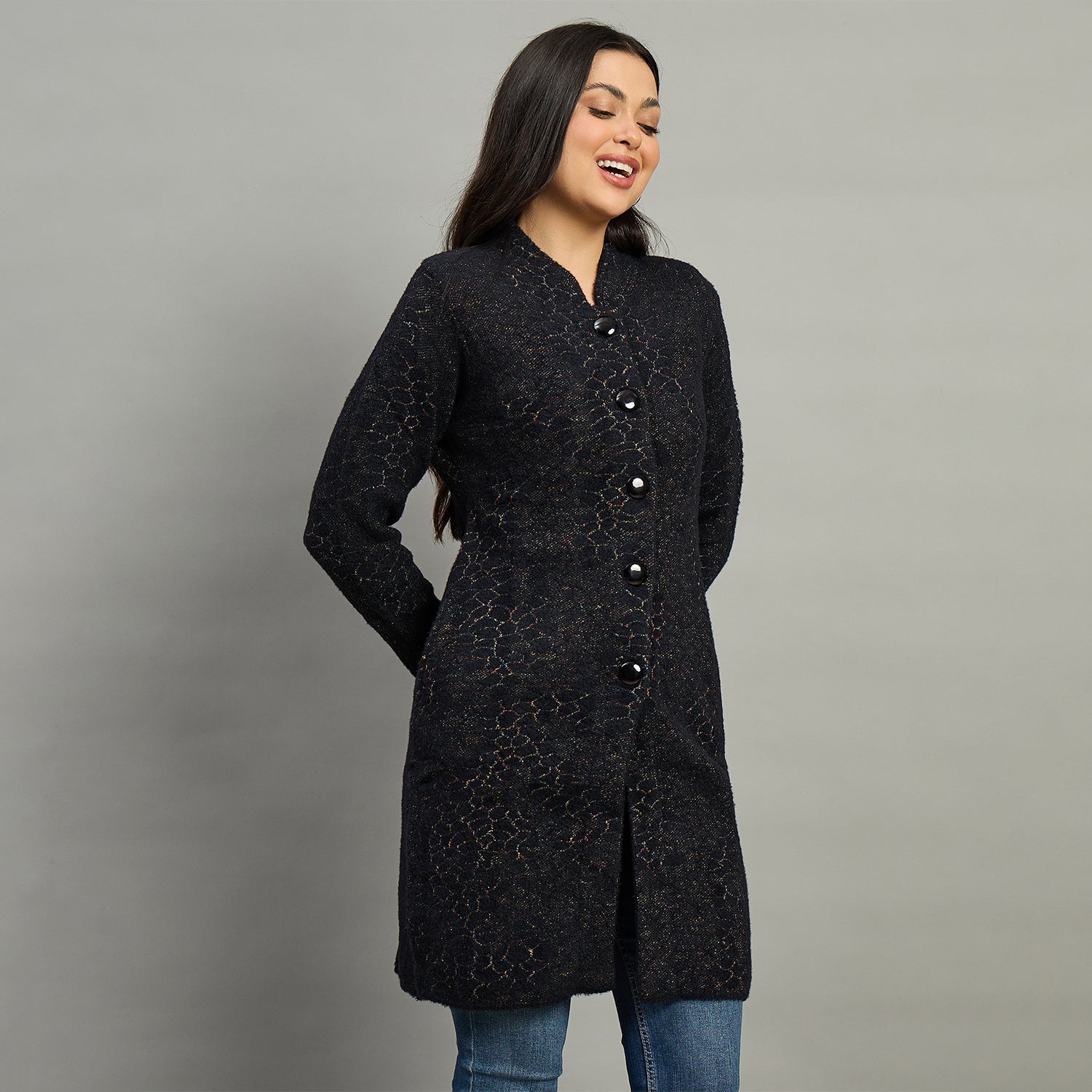 Duke Urban Women Full Sleeve Self Design Sweater (SDS1260R)