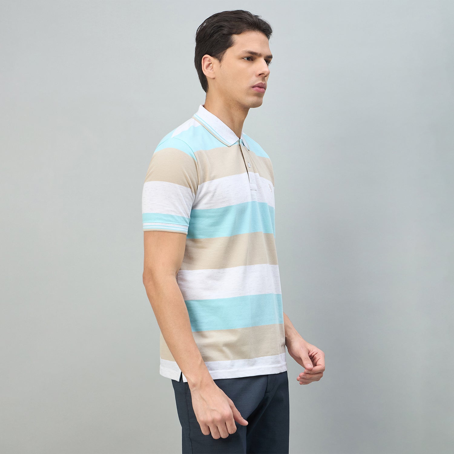 Duke Urban Men Striped Half Sleeve Regular Polo Tshirt (LF7645)