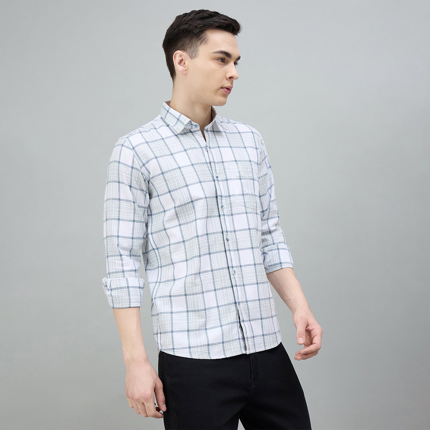 Duke Urban Men Checkered Full Sleeve Spread Collar Slim Shirt (SDO6CHQ)