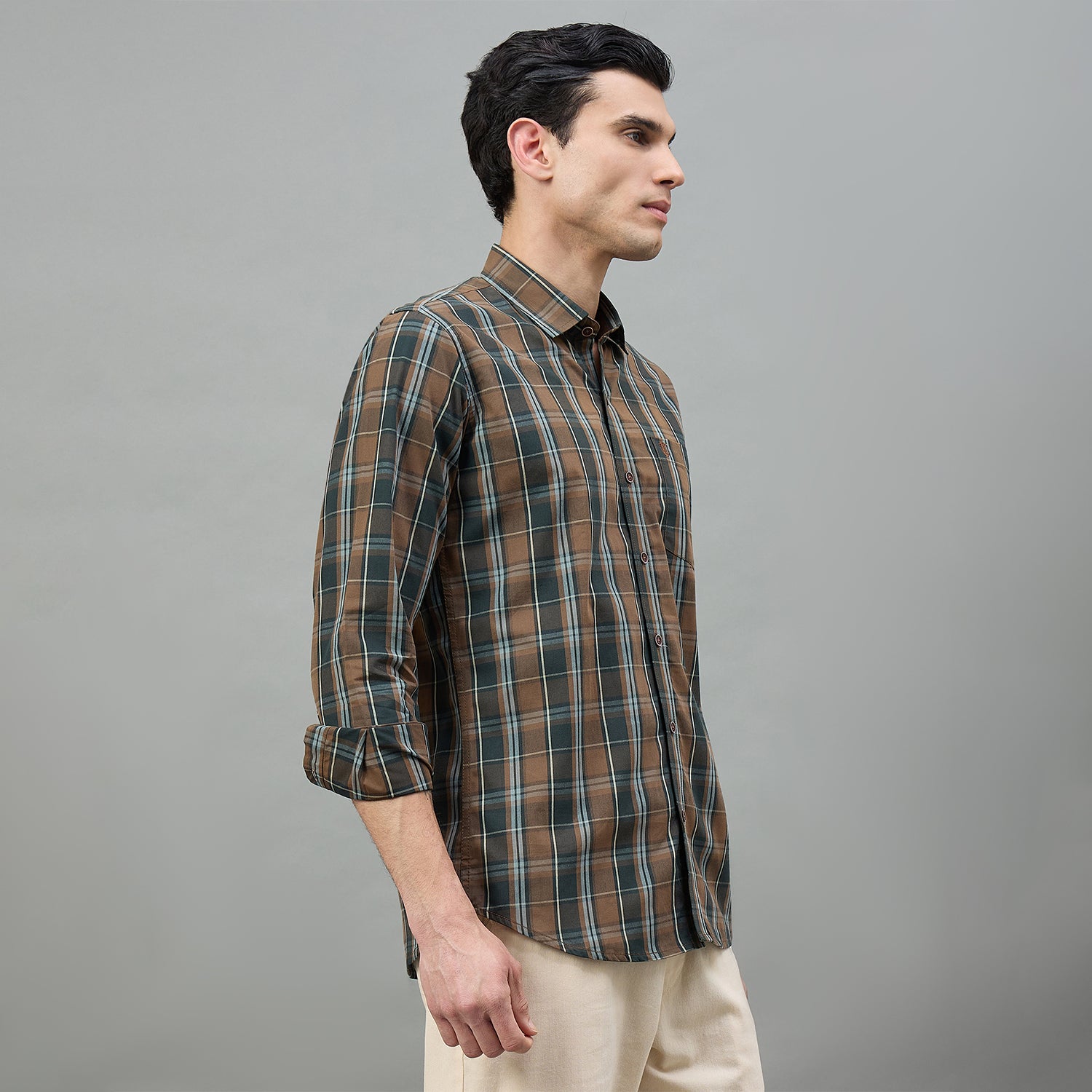 Duke Urban Men Checkered Full Sleeve Spread Collar Slim Shirt (SDO9CKS)