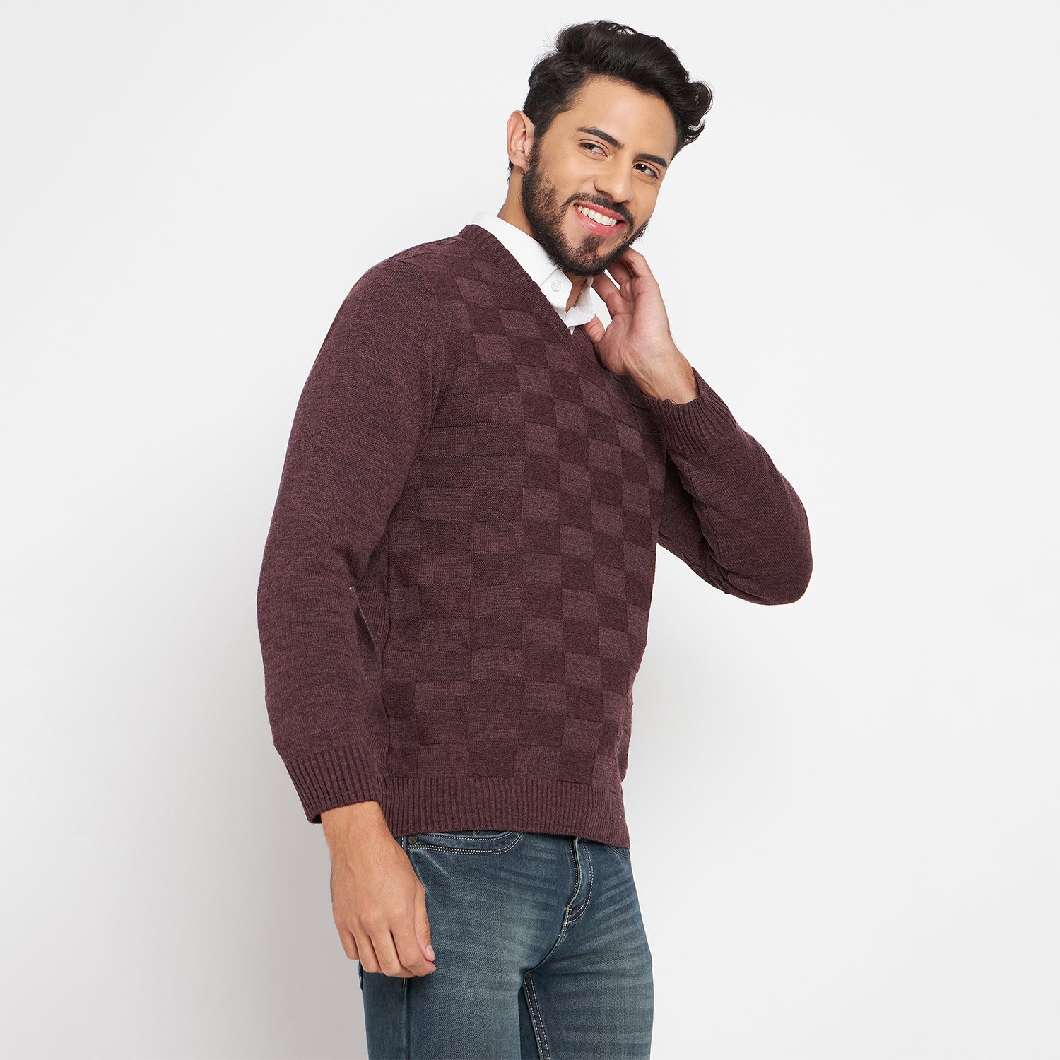 Duke Urban Men Full Sleeve V Neck Sweater (SDS651R)