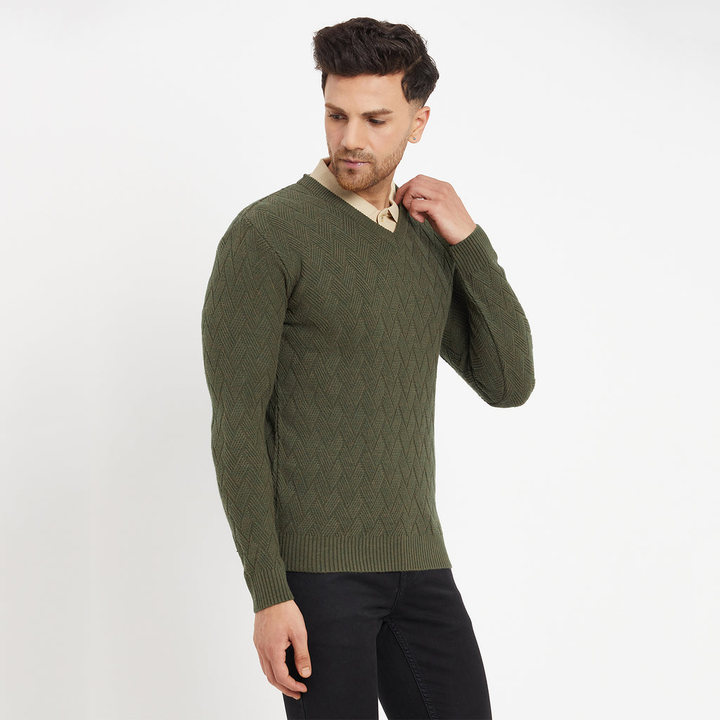 Duke Stardust Men Full Sleeve V-Neck Sweater (SDS2047)