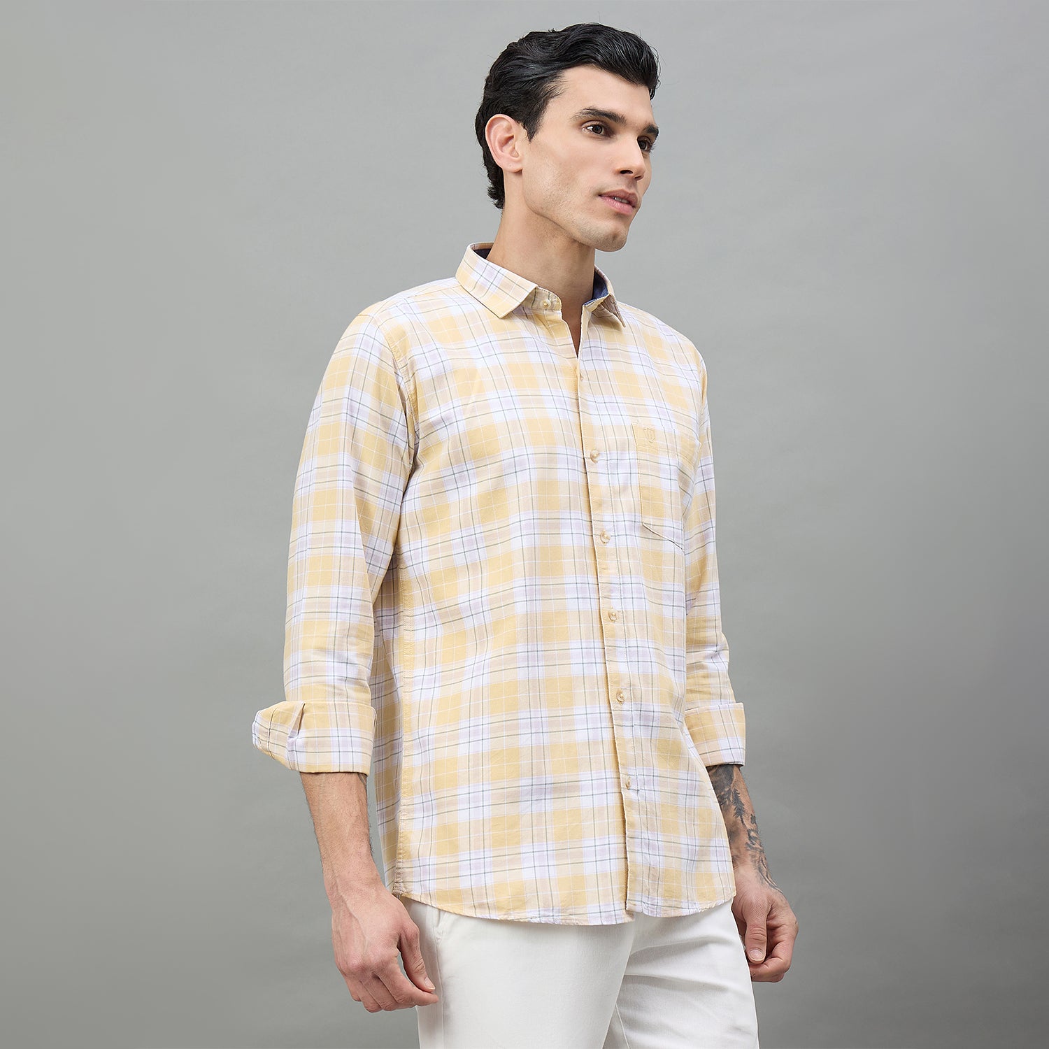 Duke Urban Men Checkered Full Sleeve Spread Collar Slim Shirt (SDO8CKBH)