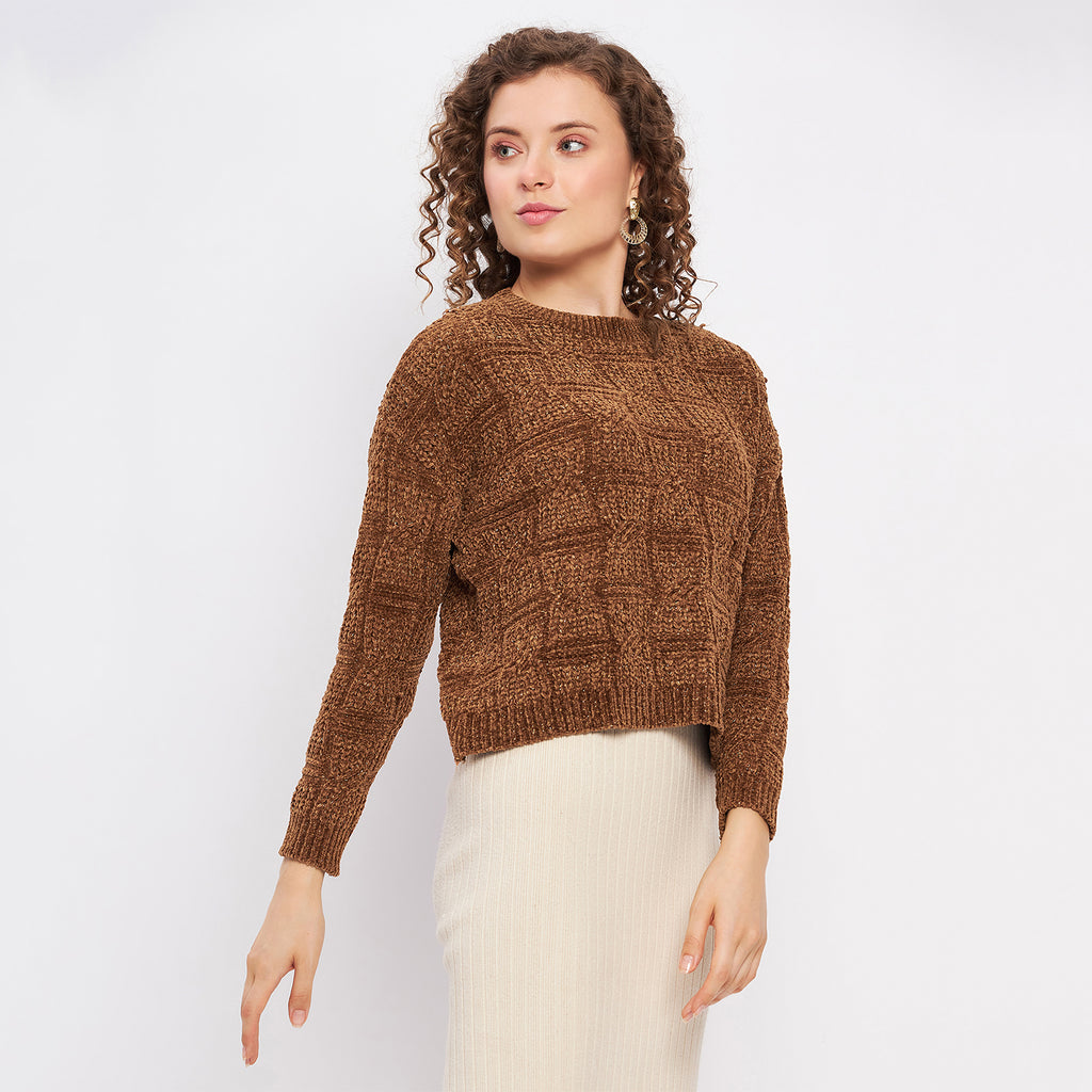Duke Urban Women Full Sleeve Self Design Crop Pullover (SDS1013)
