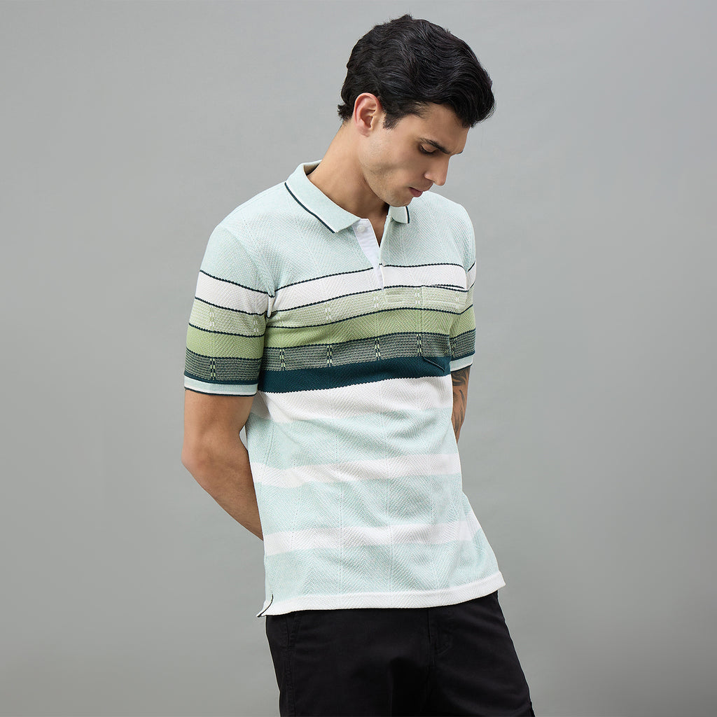 Duke Urban Men Striped Half Sleeve Regular Polo Tshirt (LF7619)