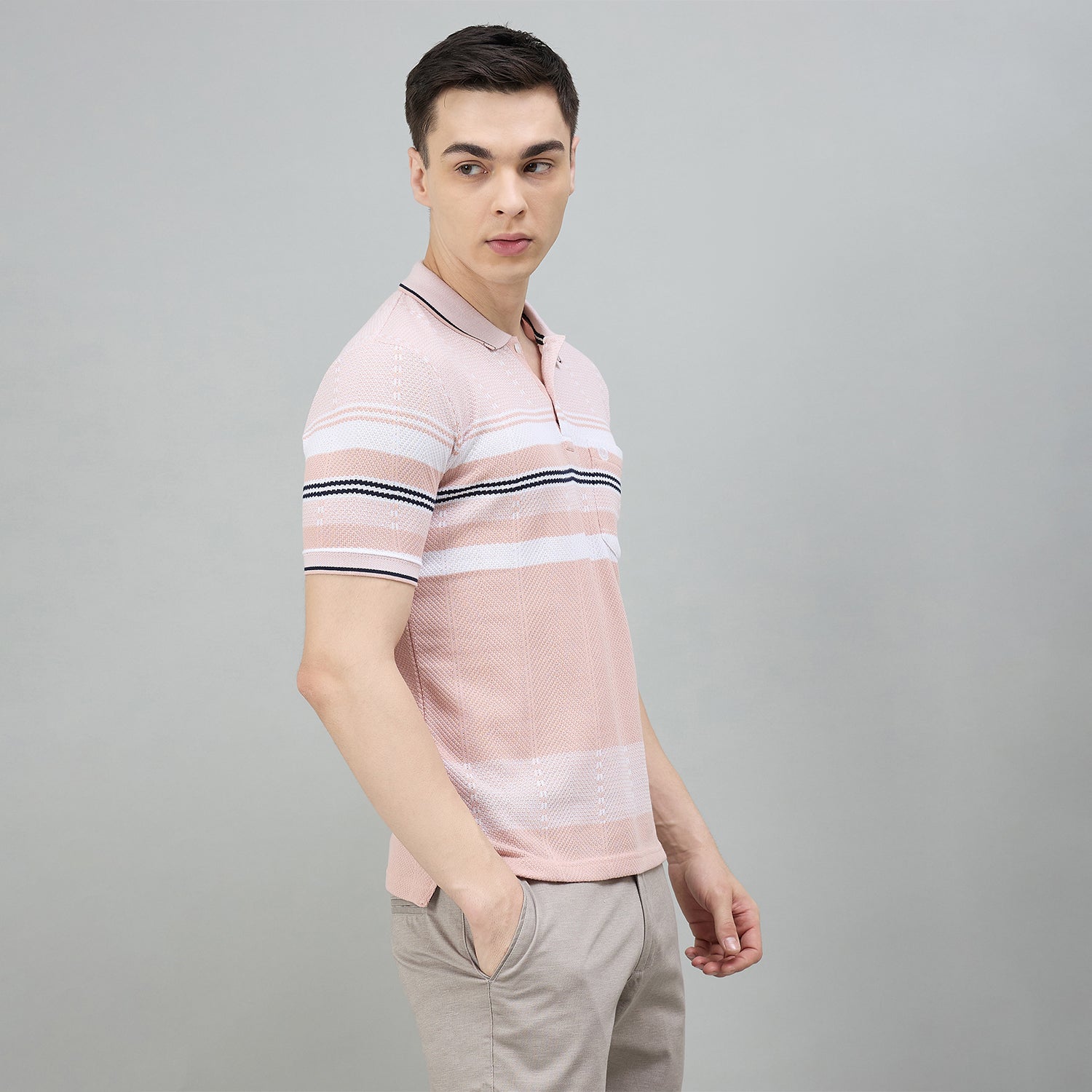 Duke Urban Men Striped Half Sleeve Regular Polo Tshirt (LF7570)