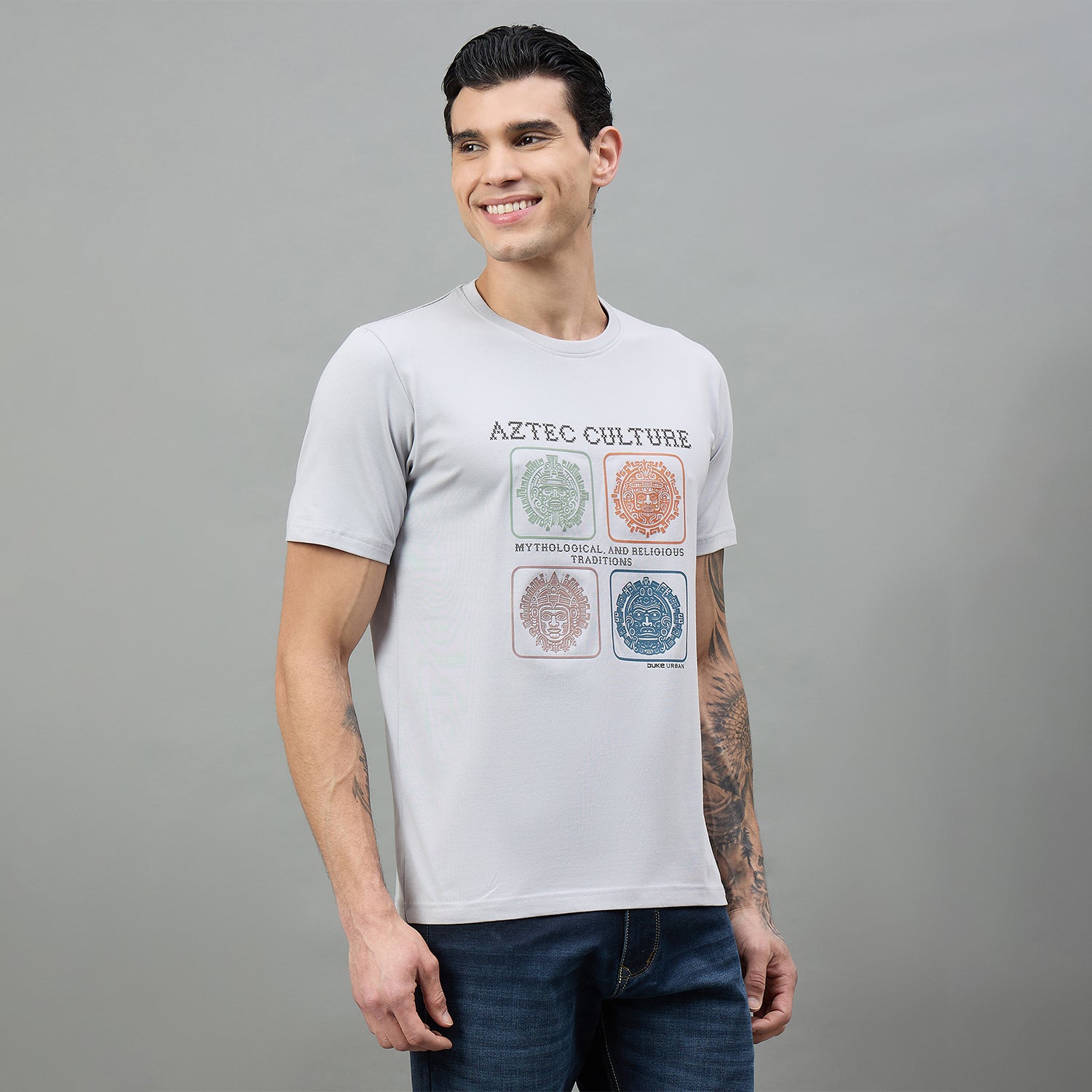 Duke Urban Men Graphic Print Half Sleeve Round Neck Casual Tshirt (LF7546)