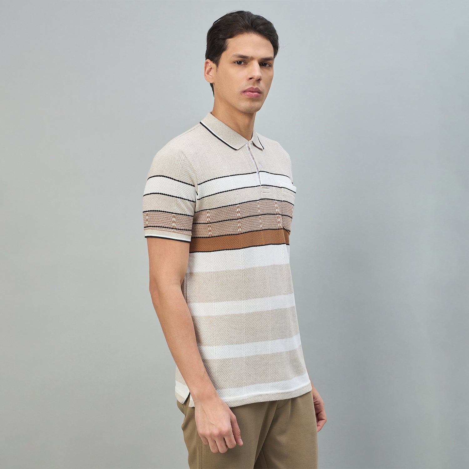 Duke Urban Men Striped Half Sleeve Regular Polo Tshirt (LF7619)