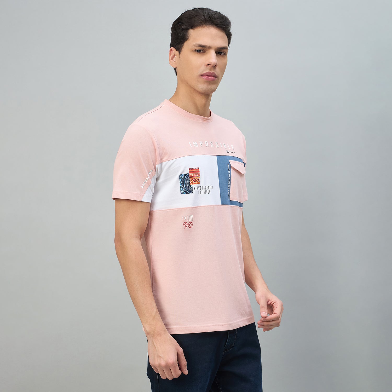 Duke Urban Men Colorblocked Half Sleeve Round Neck Tshirt (LF7613)