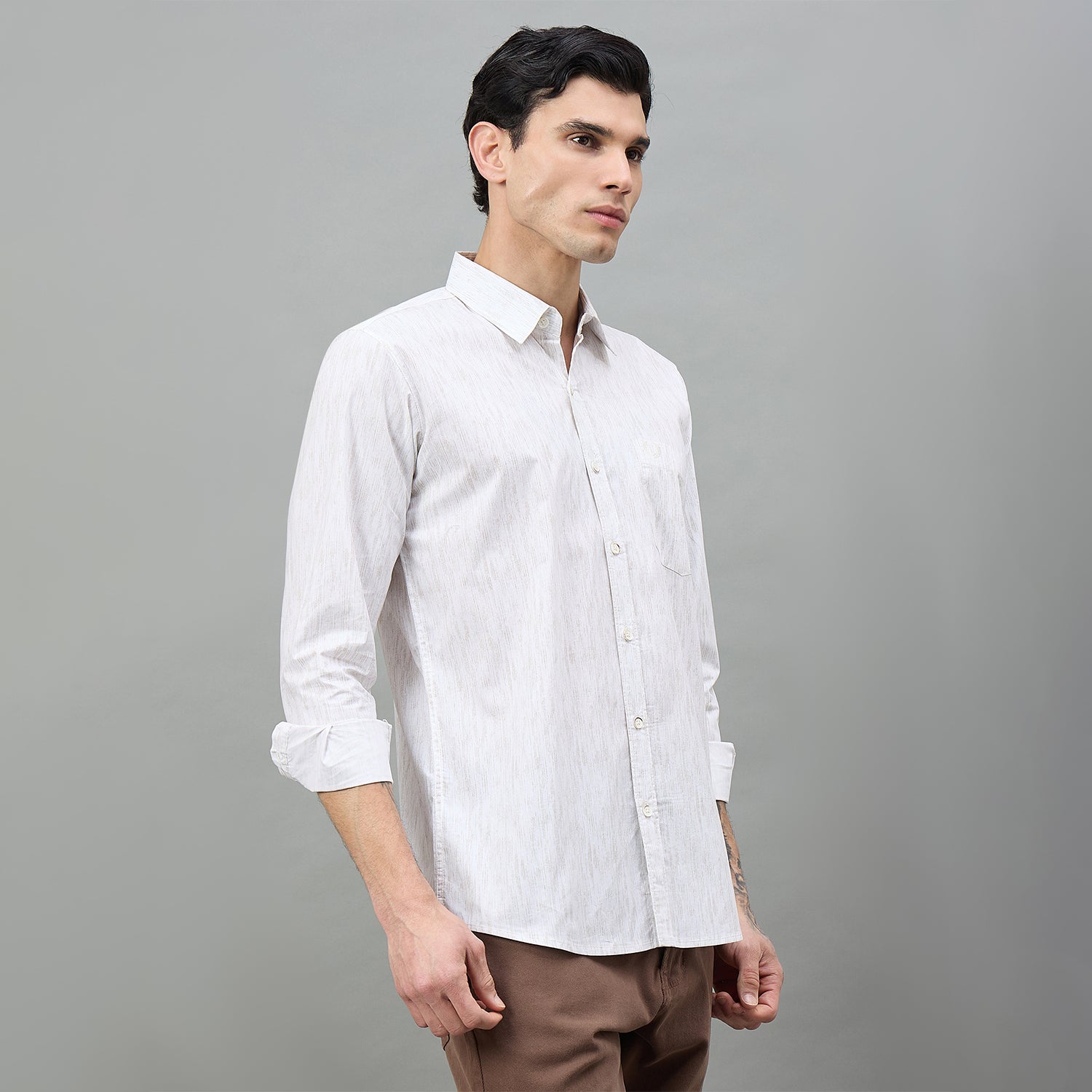 Duke Urban Men Self Design Pure Cotton Slim Fit Casual Full Sleeve Shirt (SDO6PRIK)