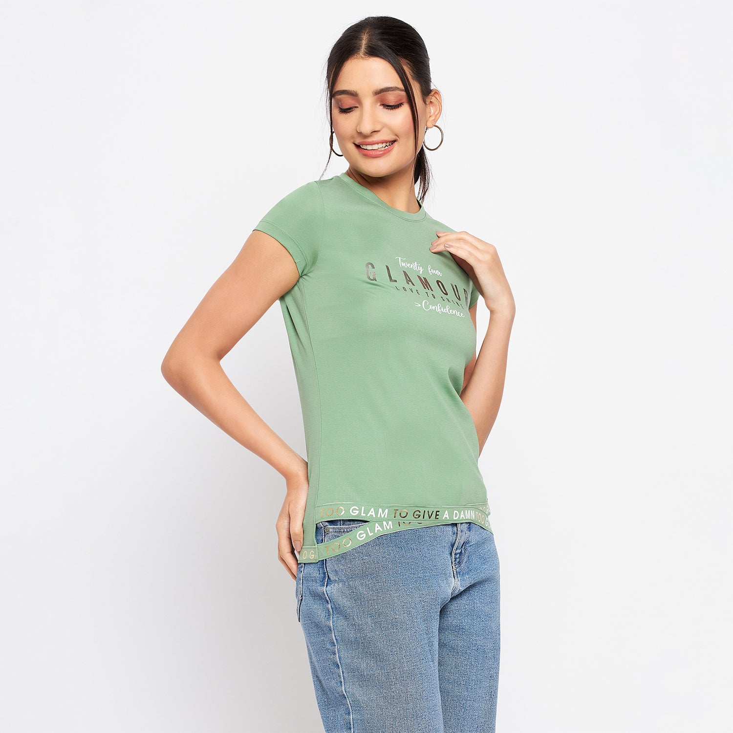 Duke Stardust Women Round Neck Short Sleeve Printed Top (LFX896)