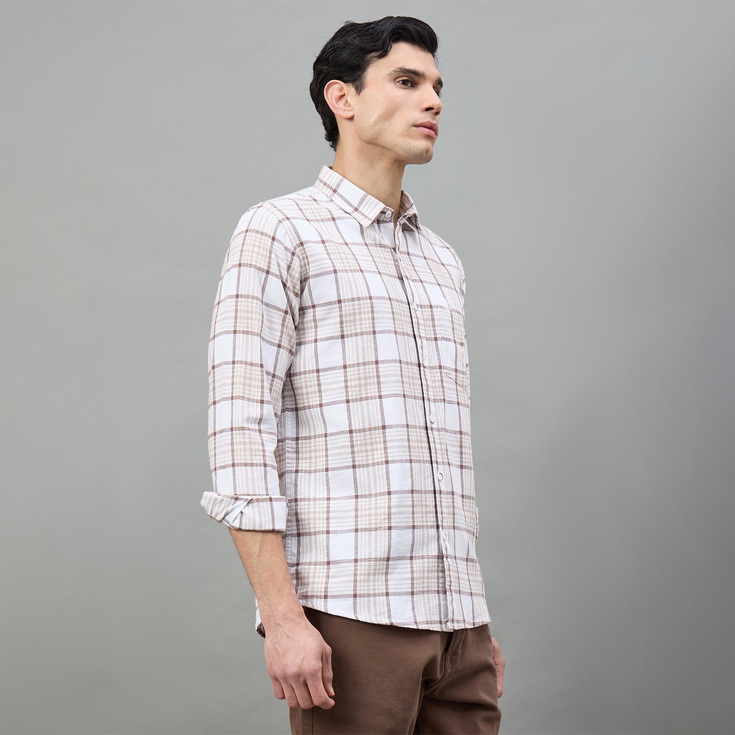 Duke Urban Men Checkered Full Sleeve Spread Collar Slim Shirt (SDO6CHQ)