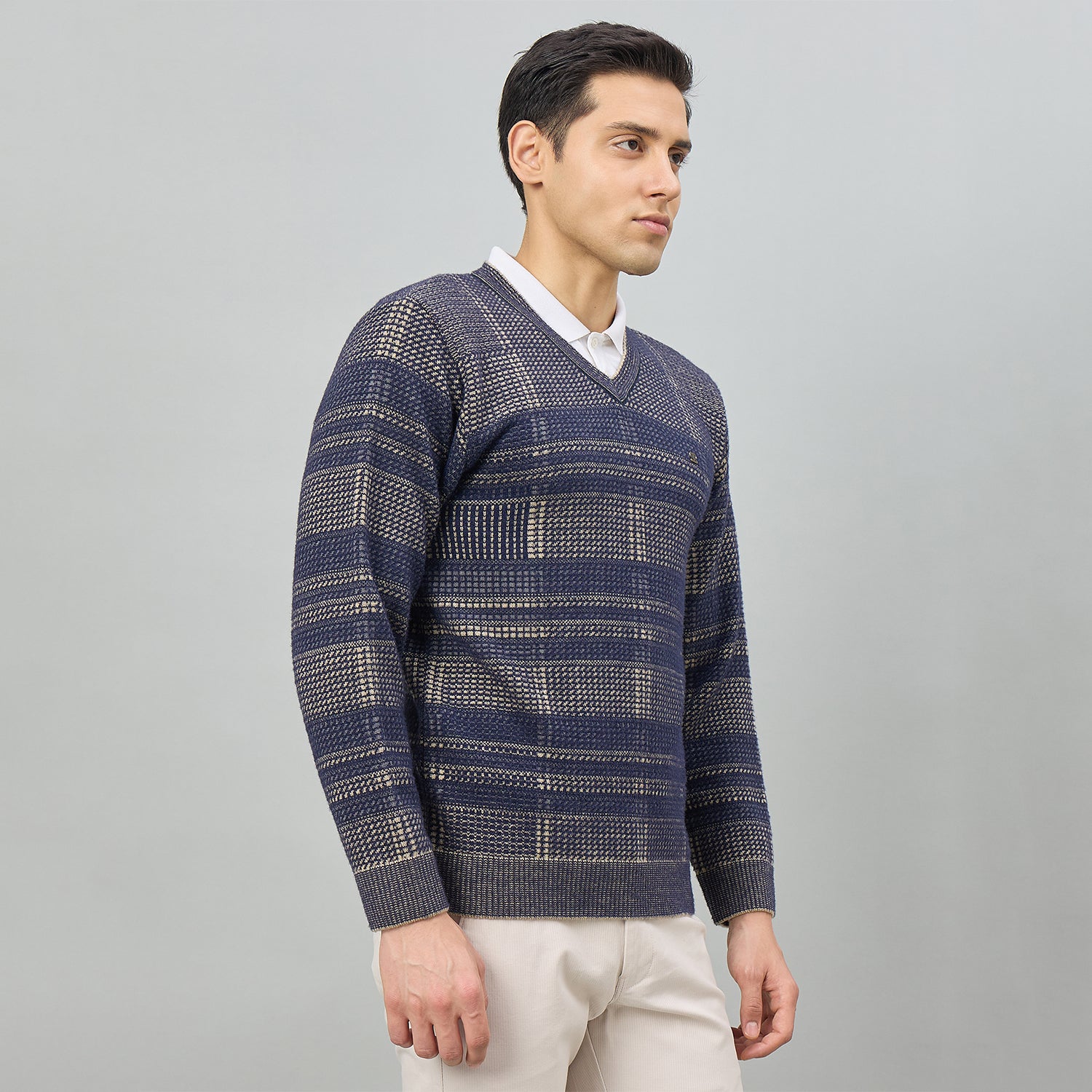 Duke Men Full Sleeve V Neck Regular Sweater (SDS2318)