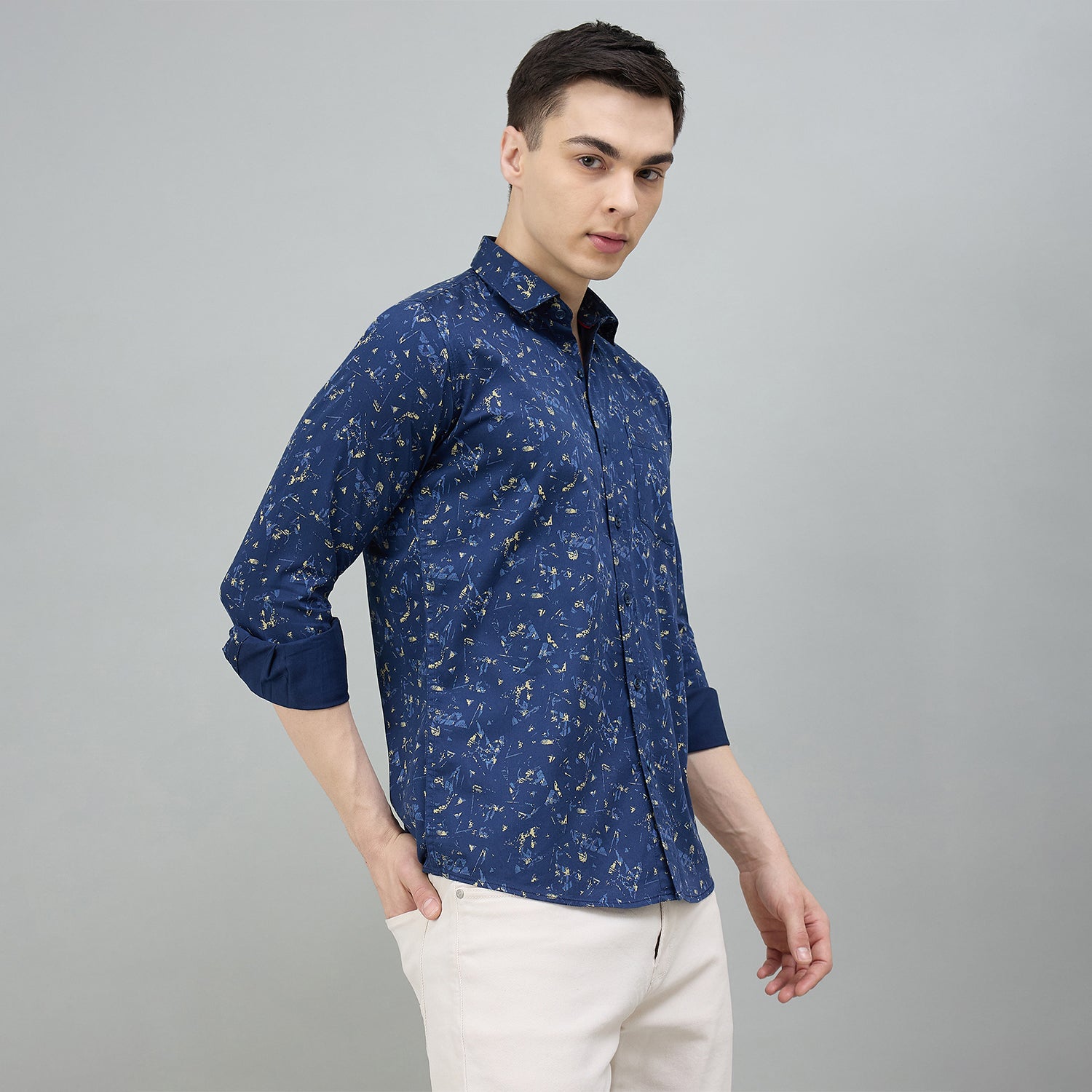 Duke Urban Men Printed Full Sleeve Spread Collar Slim Shirt (SDO8PRBC)