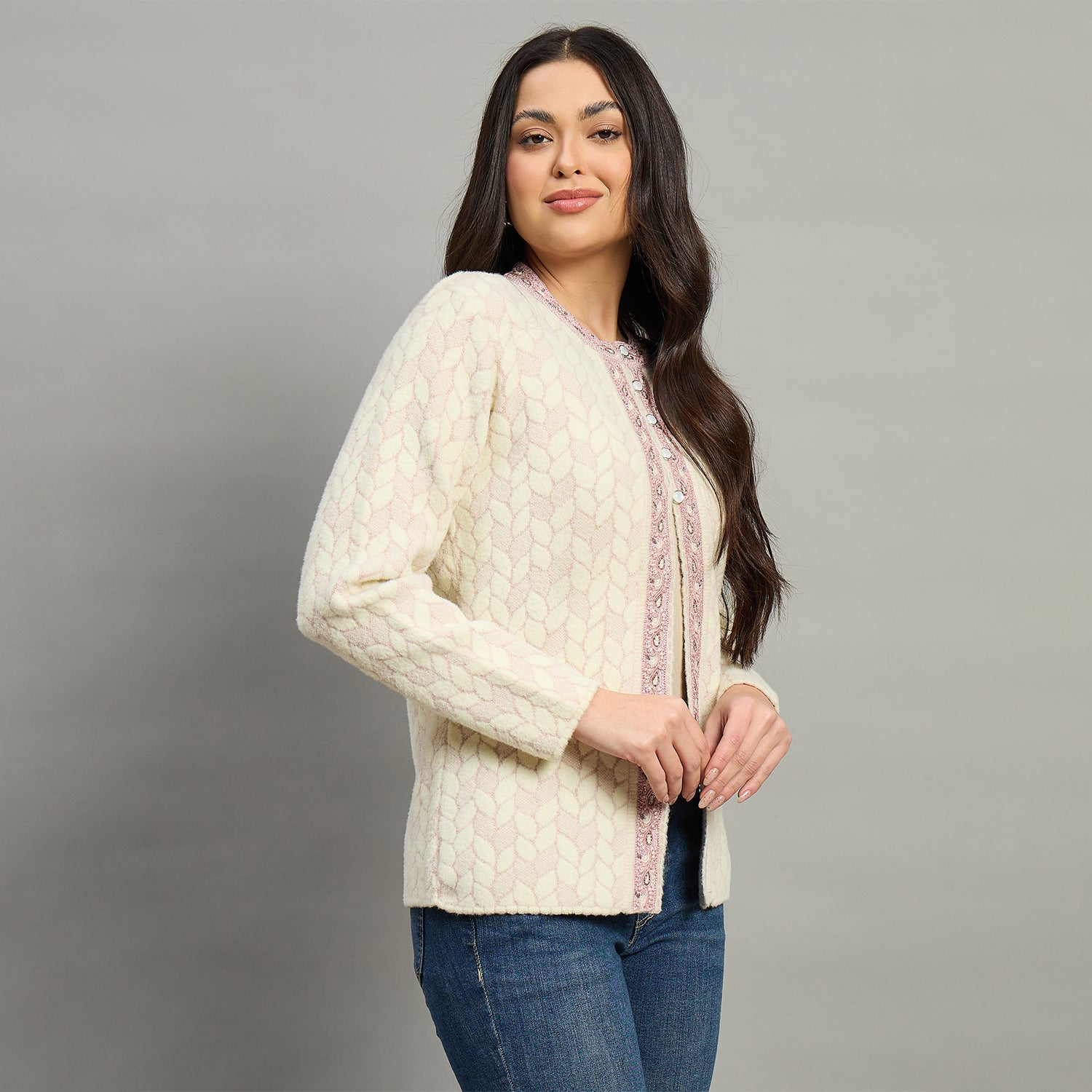 Duke Urban Women Full Sleeve Front Open Regular Fit Sweater (SDS1274)