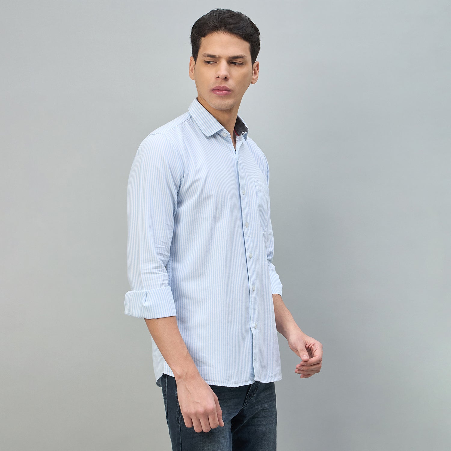 Duke Urban Men Striped Pure Cotton Slim Fit Casual Full Sleeve Shirt (SDO8STON)