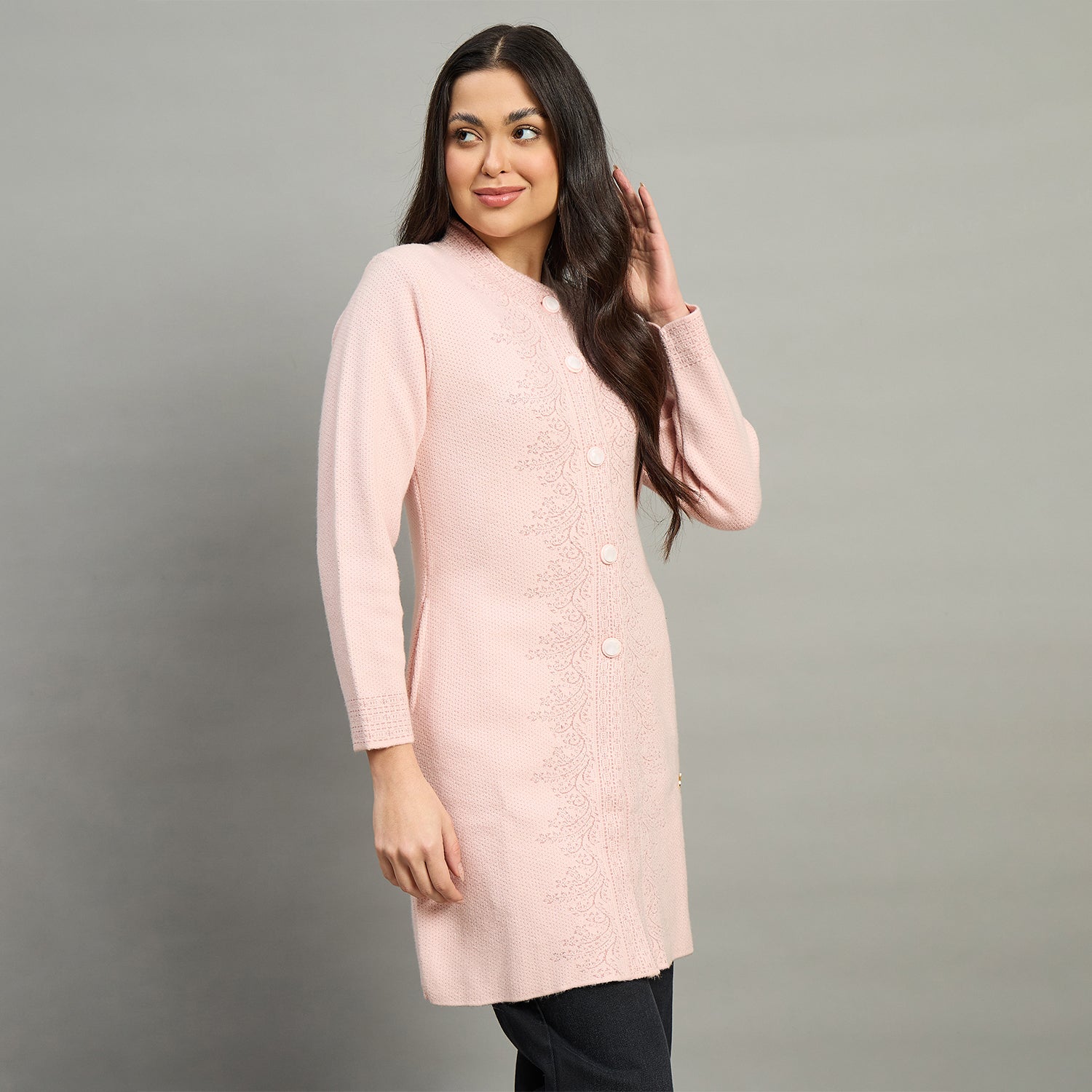 Duke Urban Women Full Sleeve Self Design Sweater (SDS1347)