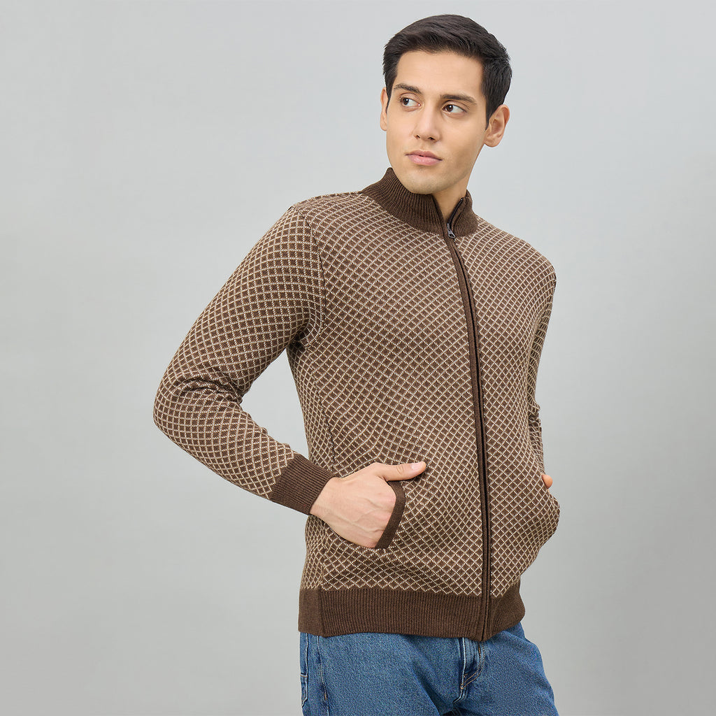 Duke Men Full Sleeve Full Zip Regular Sweater (SDS2393)